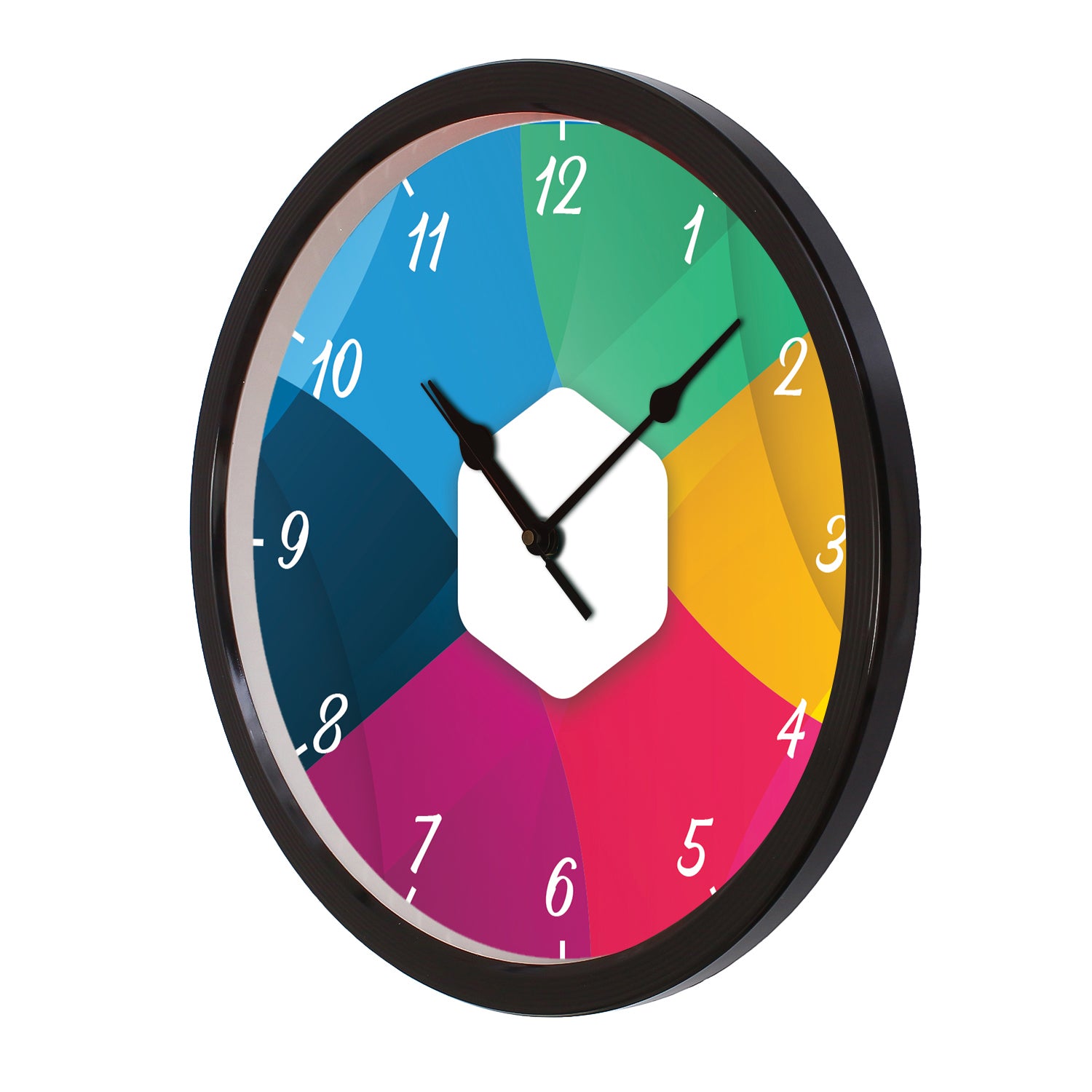 "Multicolor Numbers" Designer Round Analog Black Wall Clock 4