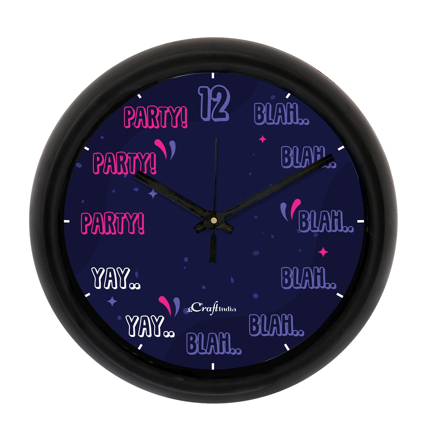"Party Theme" Blue Designer Round Analog Black Wall Clock