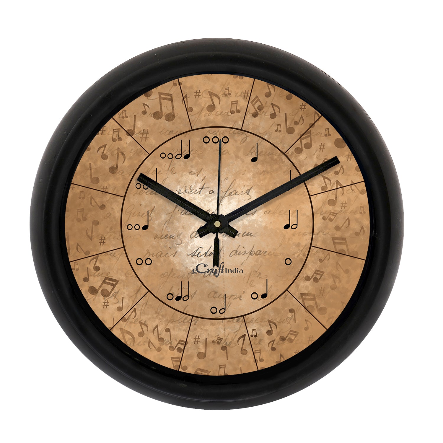 "Music Note" Designer Round Analog Black Wall Clock