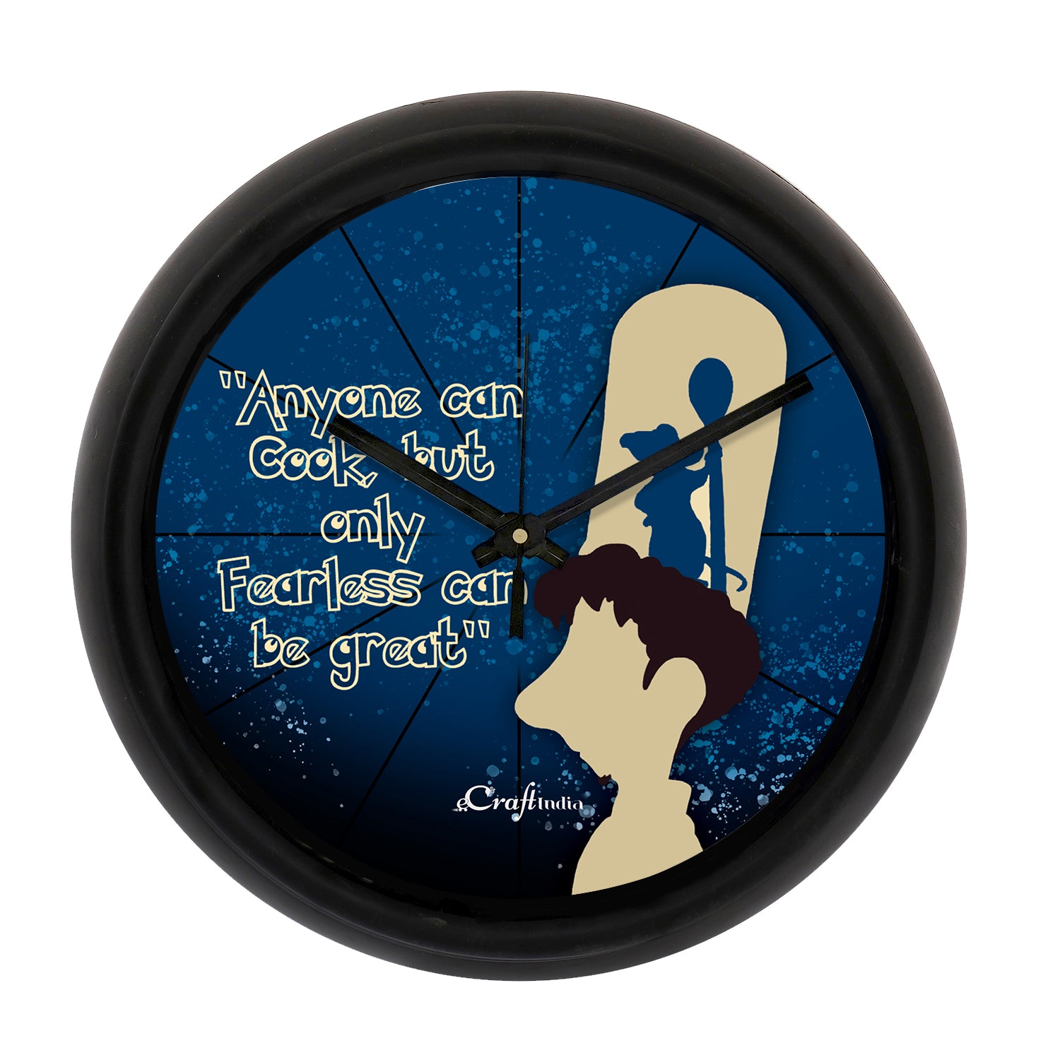 "Anyone Can Cook, But Only Fearless Can Be Great" Designer Round Analog Black Wall Clock