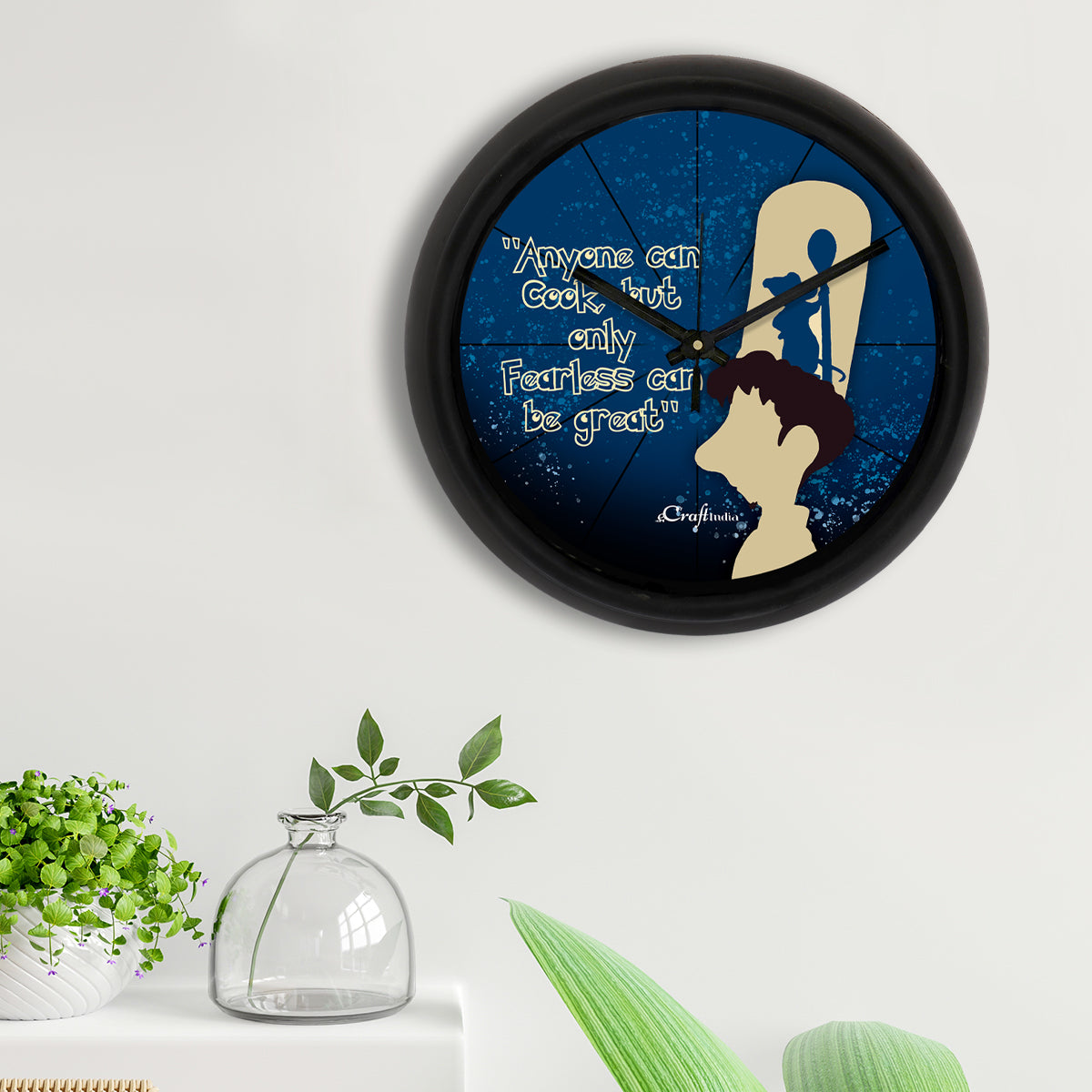 "Anyone Can Cook, But Only Fearless Can Be Great" Designer Round Analog Black Wall Clock 2