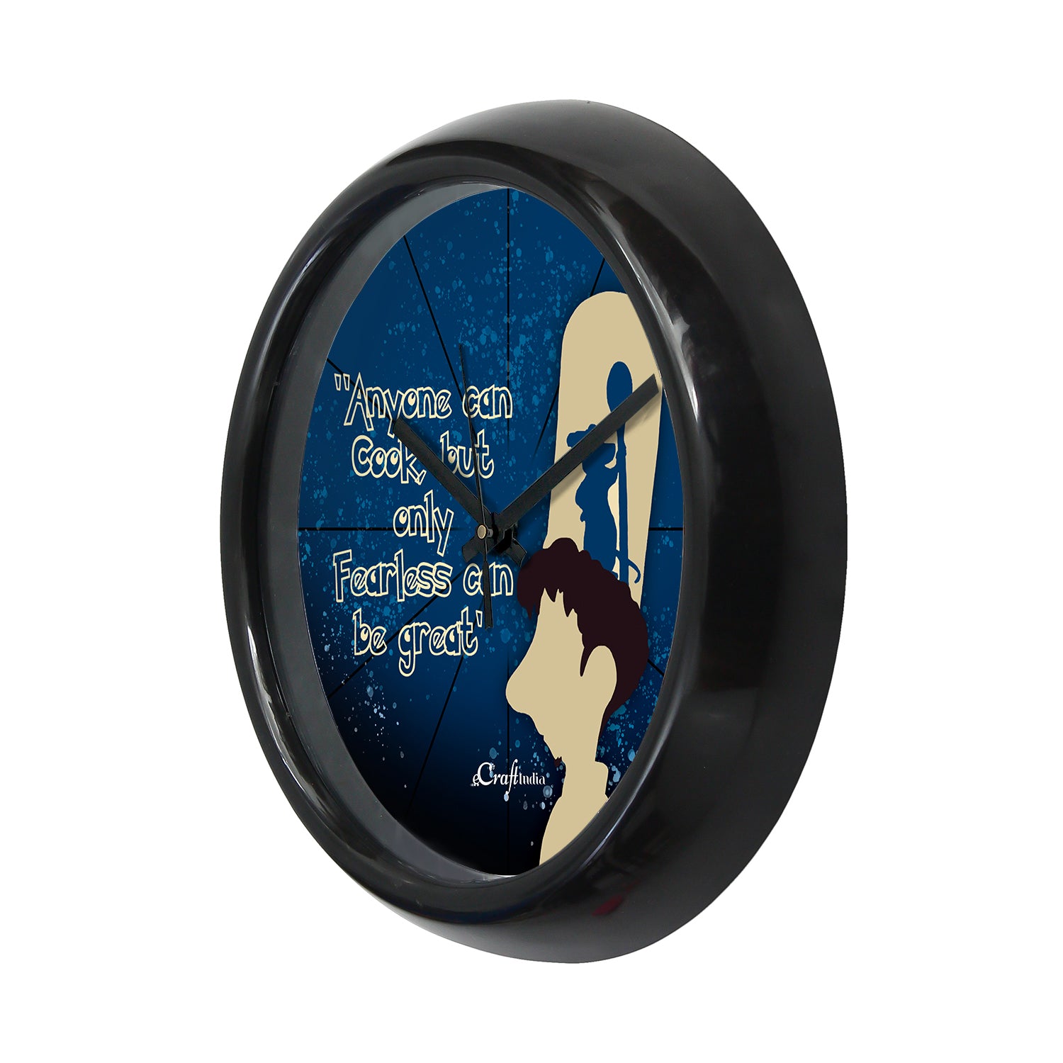 "Anyone Can Cook, But Only Fearless Can Be Great" Designer Round Analog Black Wall Clock 4