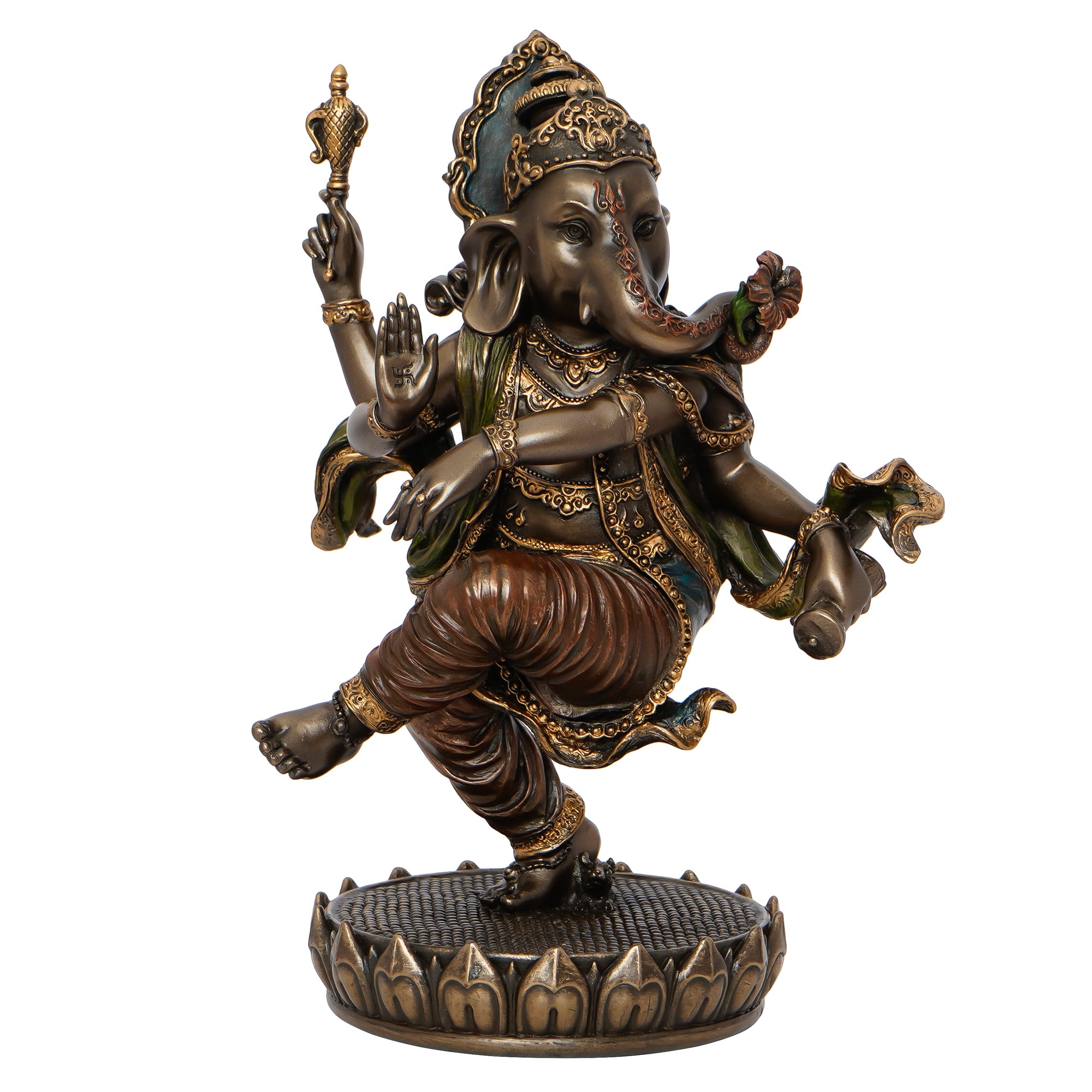 Brown Polyresin and Bronze Dancing Lord Ganesha Idol 2