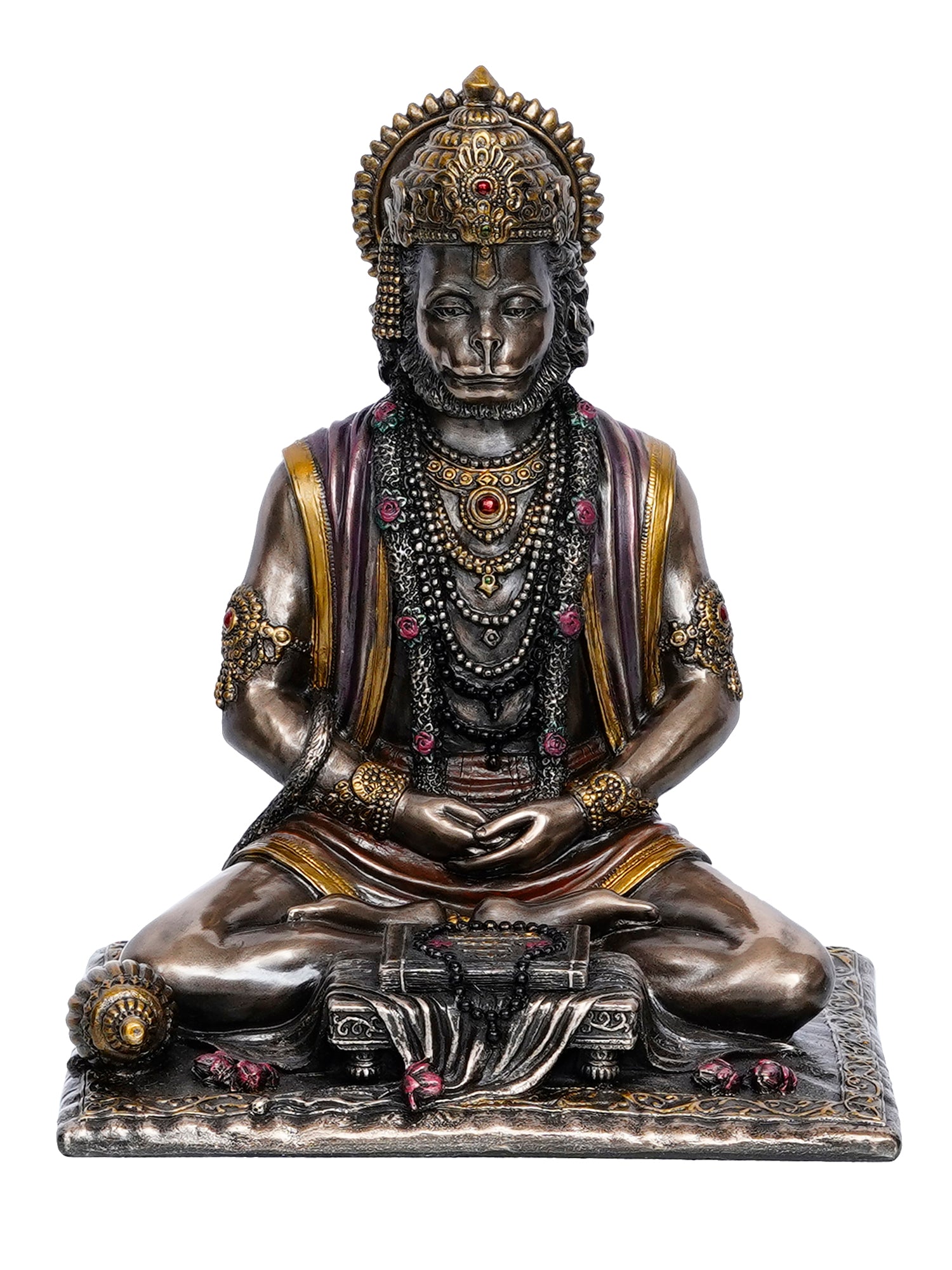 Brown Polyresin and Bronze Meditating Lord Hanuman Idol 2
