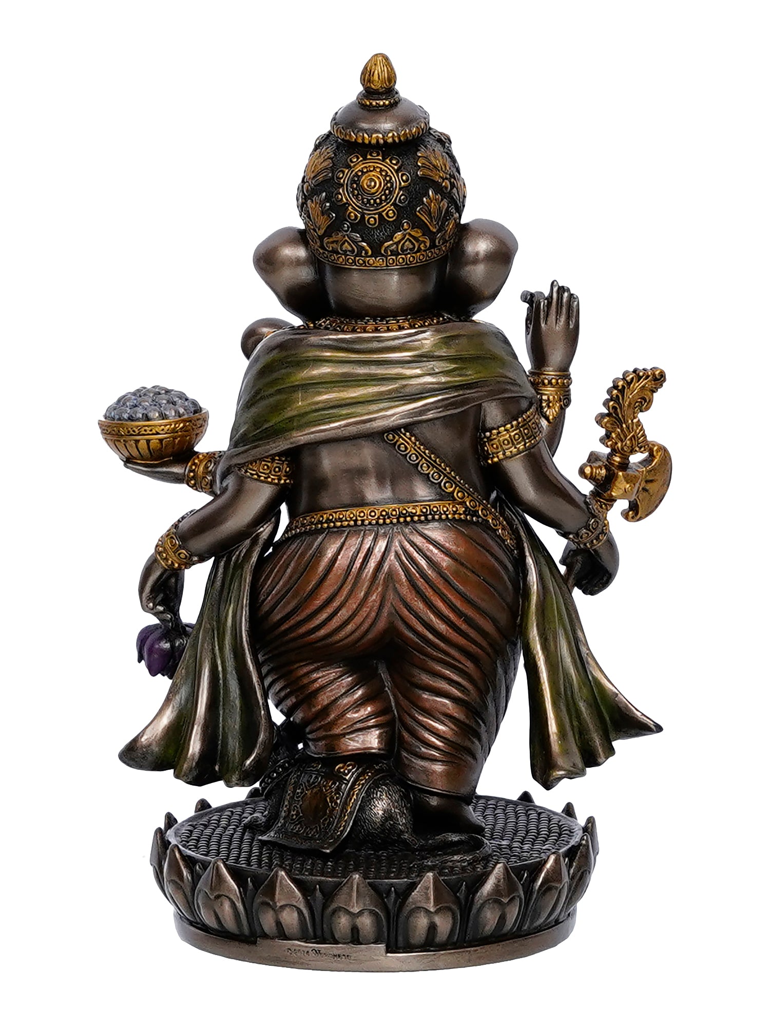 Brown Polyresin and Bronze char bhuja dhari Lord Ganesha Idol 5