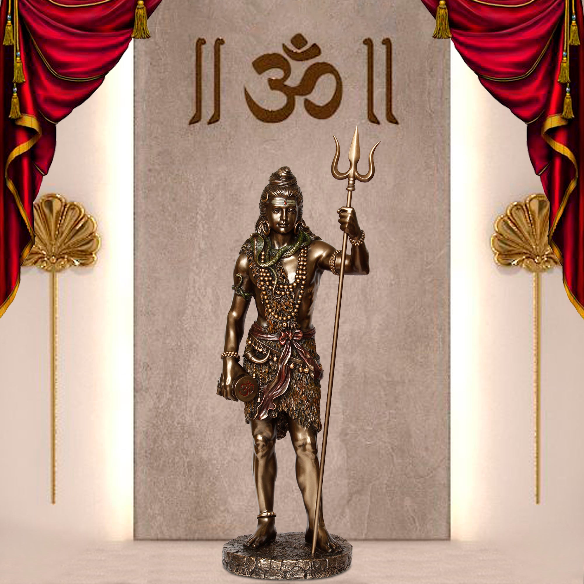 Bronze and Polyresin Standing Lord shiva statue with trishul and damru in Hand 1
