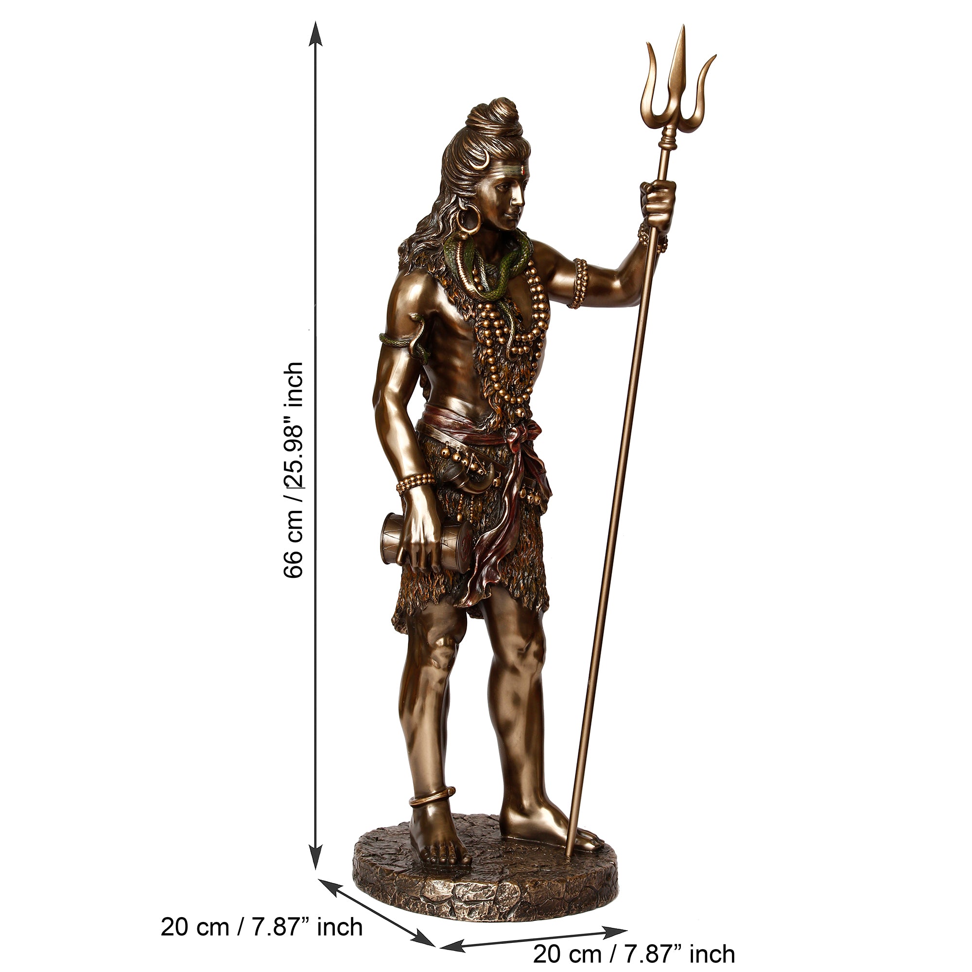 Bronze and Polyresin Standing Lord shiva statue with trishul and damru in Hand 3