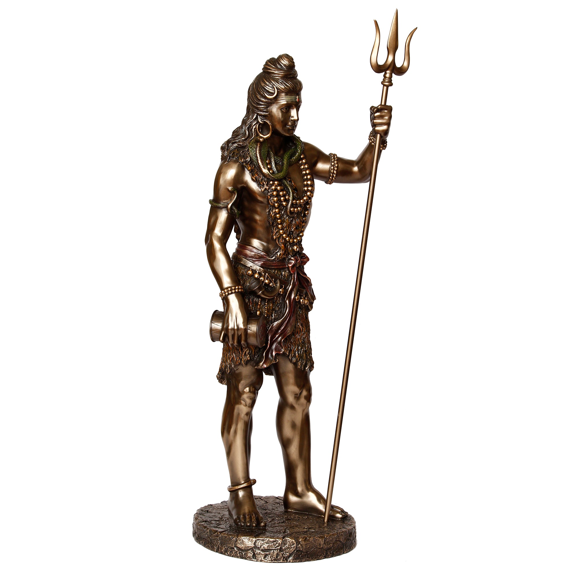 Bronze and Polyresin Standing Lord shiva statue with trishul and damru in Hand 5