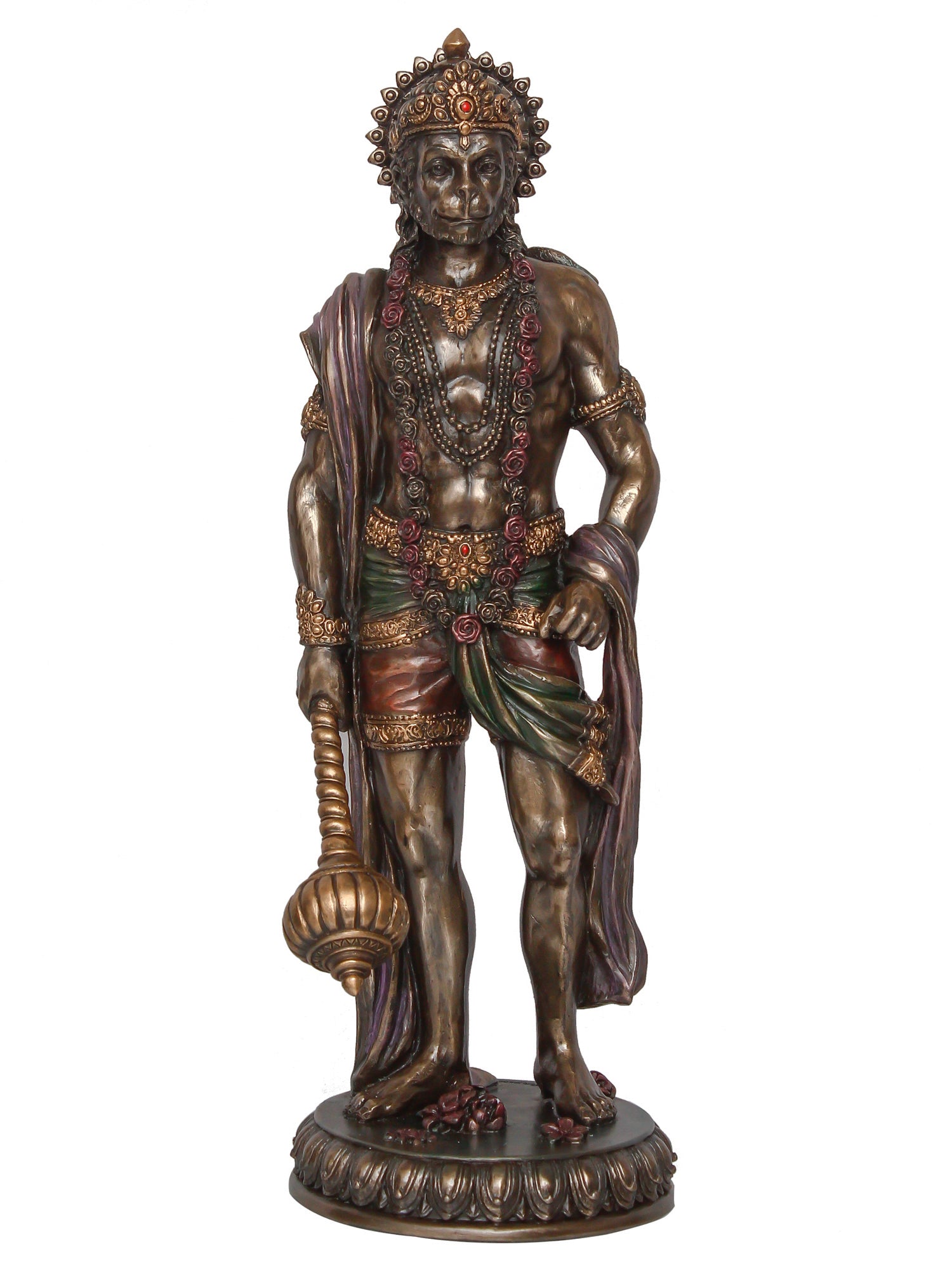 Brown Polyresin and Bronze Standing Lord Hanuman Idol with Gada/Mace 2