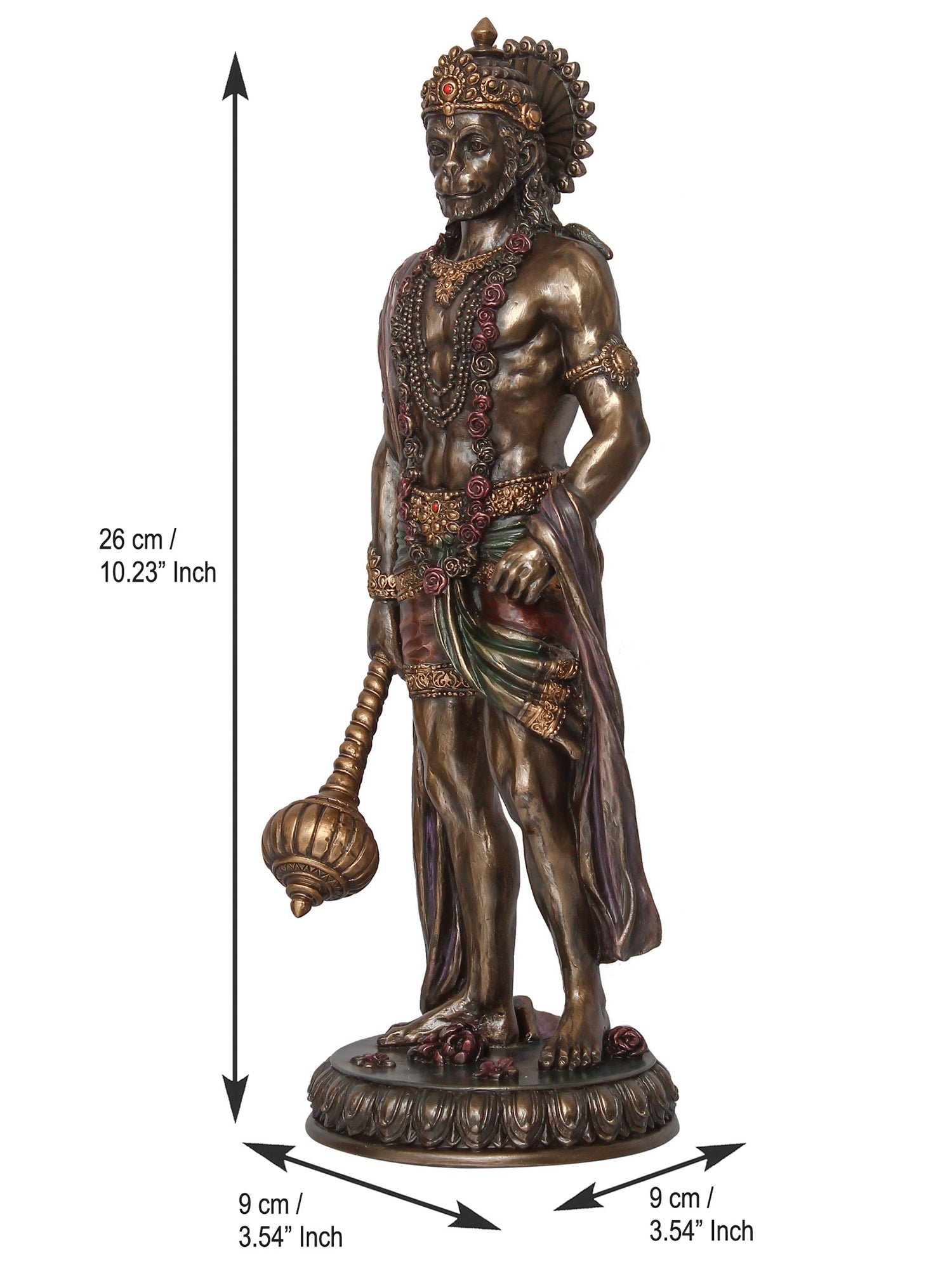 Brown Polyresin and Bronze Standing Lord Hanuman Idol with Gada/Mace 3