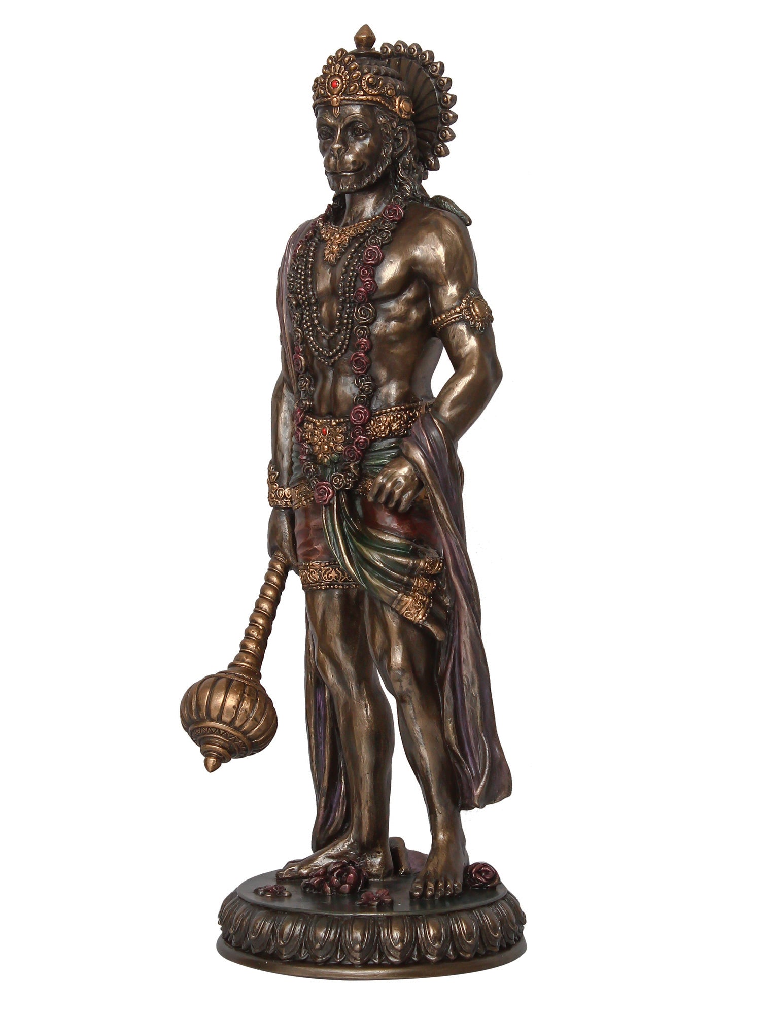 Brown Polyresin and Bronze Standing Lord Hanuman Idol with Gada/Mace 4