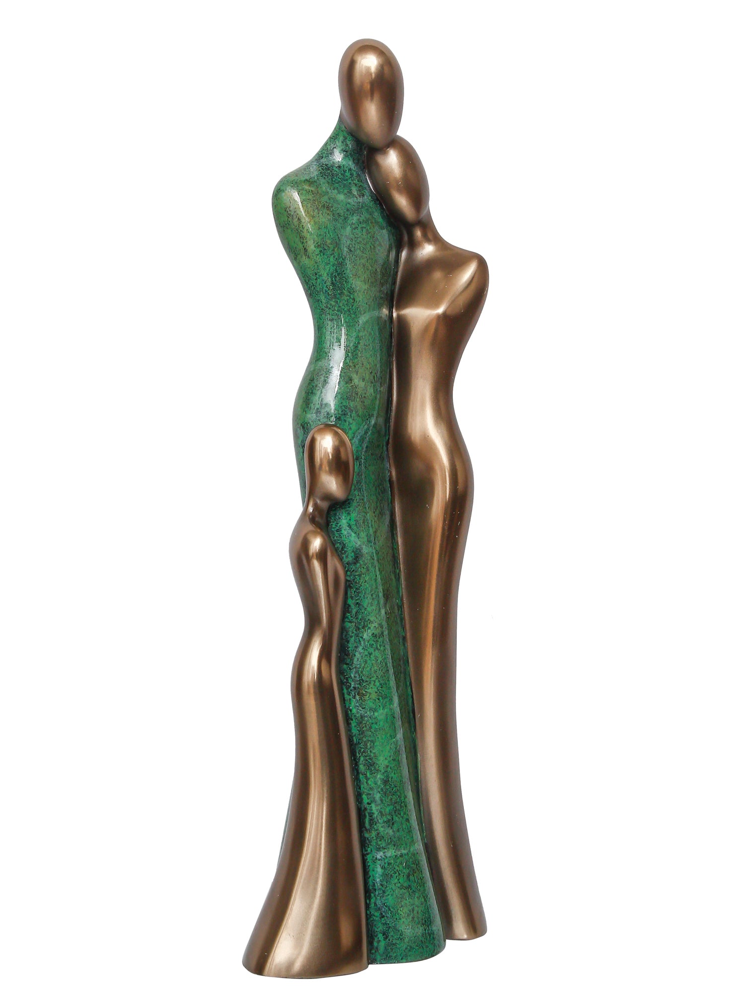 Polyresin and Bronze Family of Mother, Daughter and Grand Daughter Human Figurine Decorative Showpiece (Green and Brown) 4