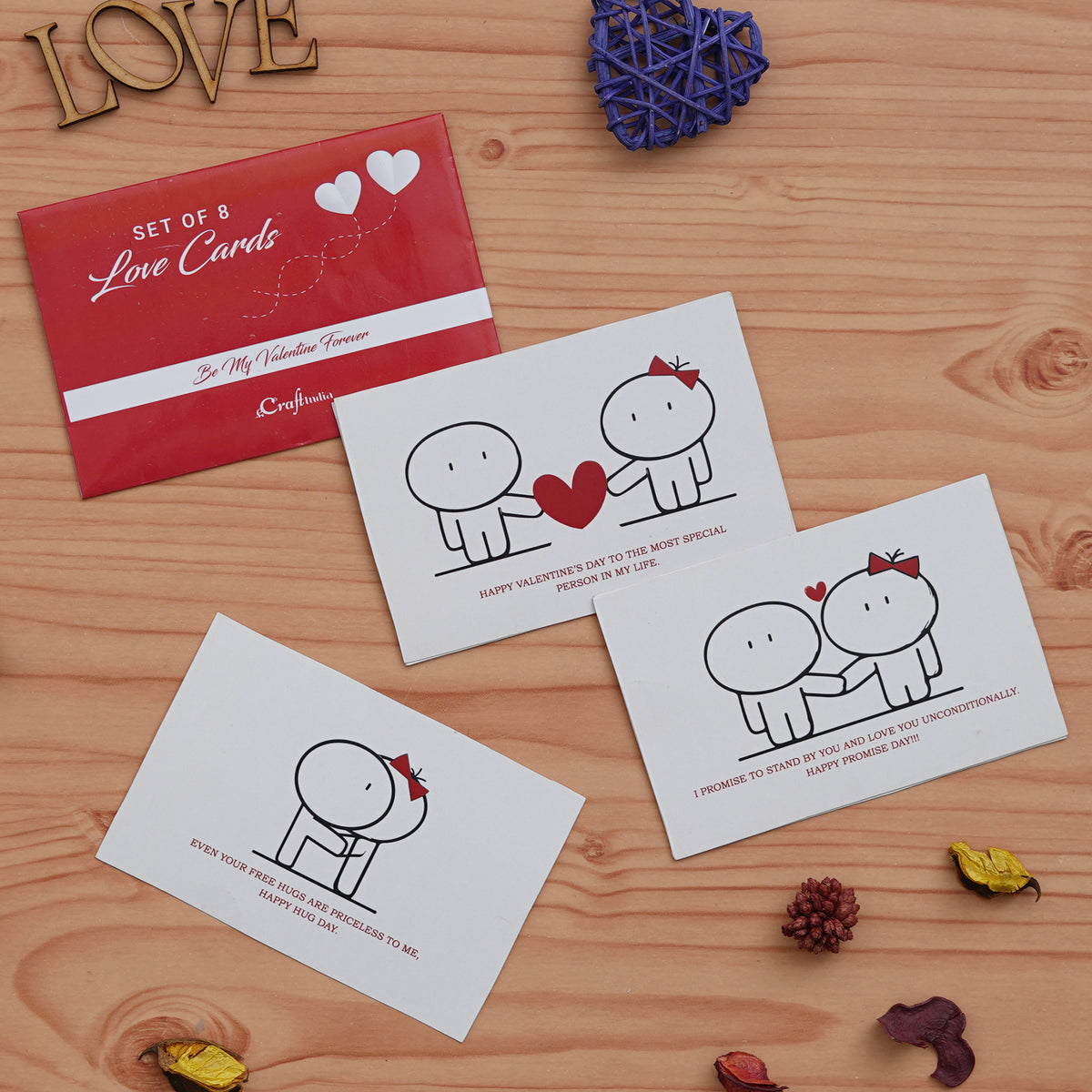 Set of 8 Love Post Cards Valentine Gift Cards Set (Red & White ...
