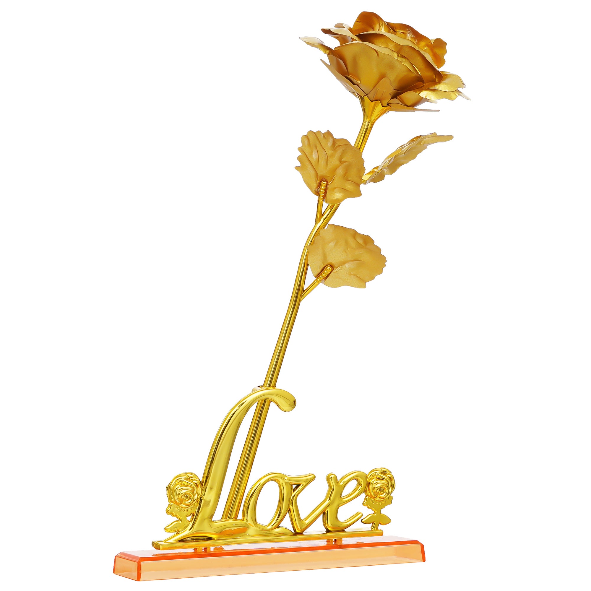 Valentine Combo of Love Golden Rose Table Decor Gift Set Showpiece, Bride Kissing Groom Romantic Polyresin Decorative Showpiece 5
