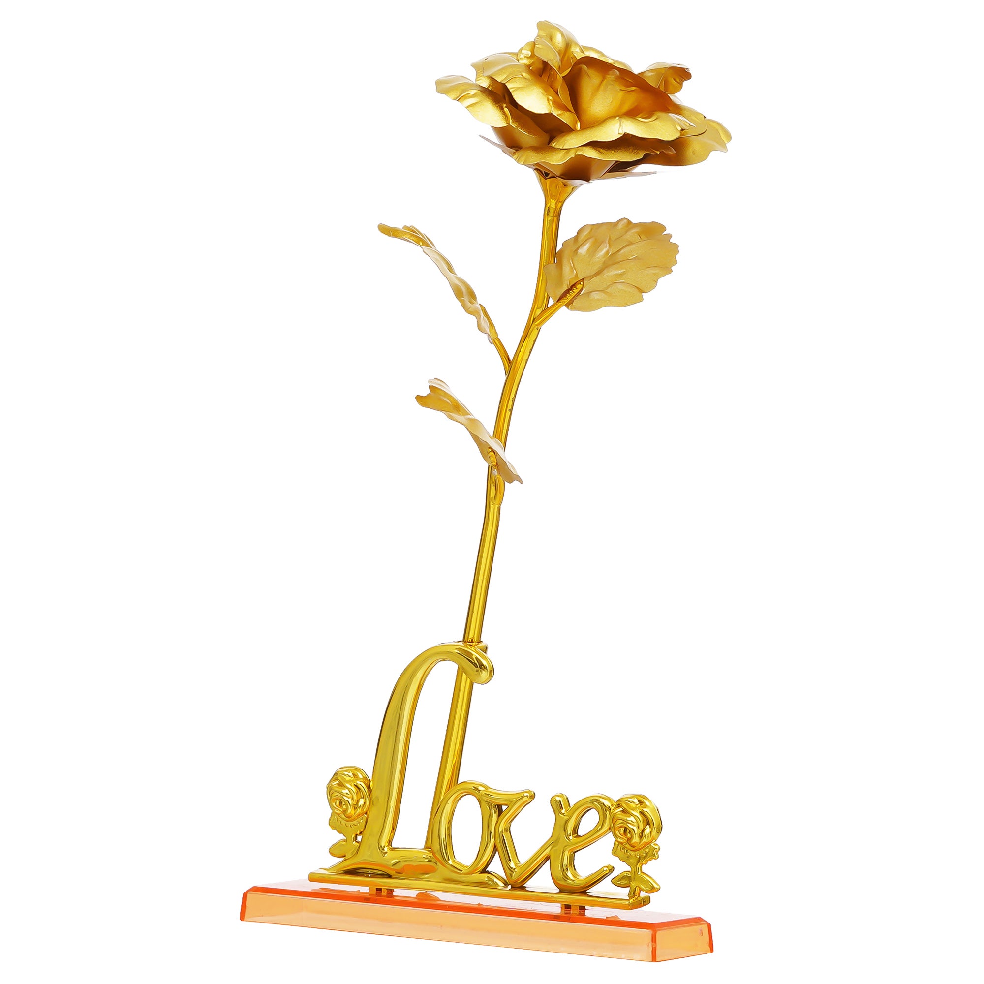 Valentine Combo of Love Golden Rose Table Decor Gift Set Showpiece, Bride Kissing Groom Romantic Polyresin Decorative Showpiece 7