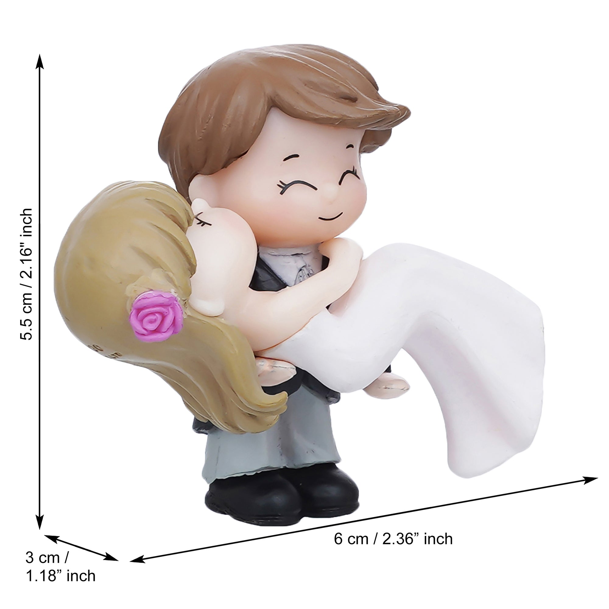 Valentine Combo of Golden Rose Gift Set, "Love You" Wooden Showpiece With Stand, Bride Kissing Groom Romantic Polyresin Decorative Showpiece 6