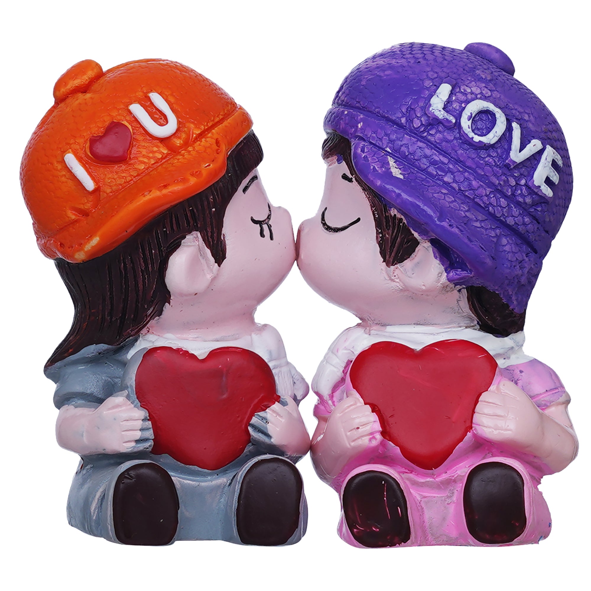 eCraftIndia Boy and Sweet Girl Cute Couple Kissing Statue Decorative Showpiece 2