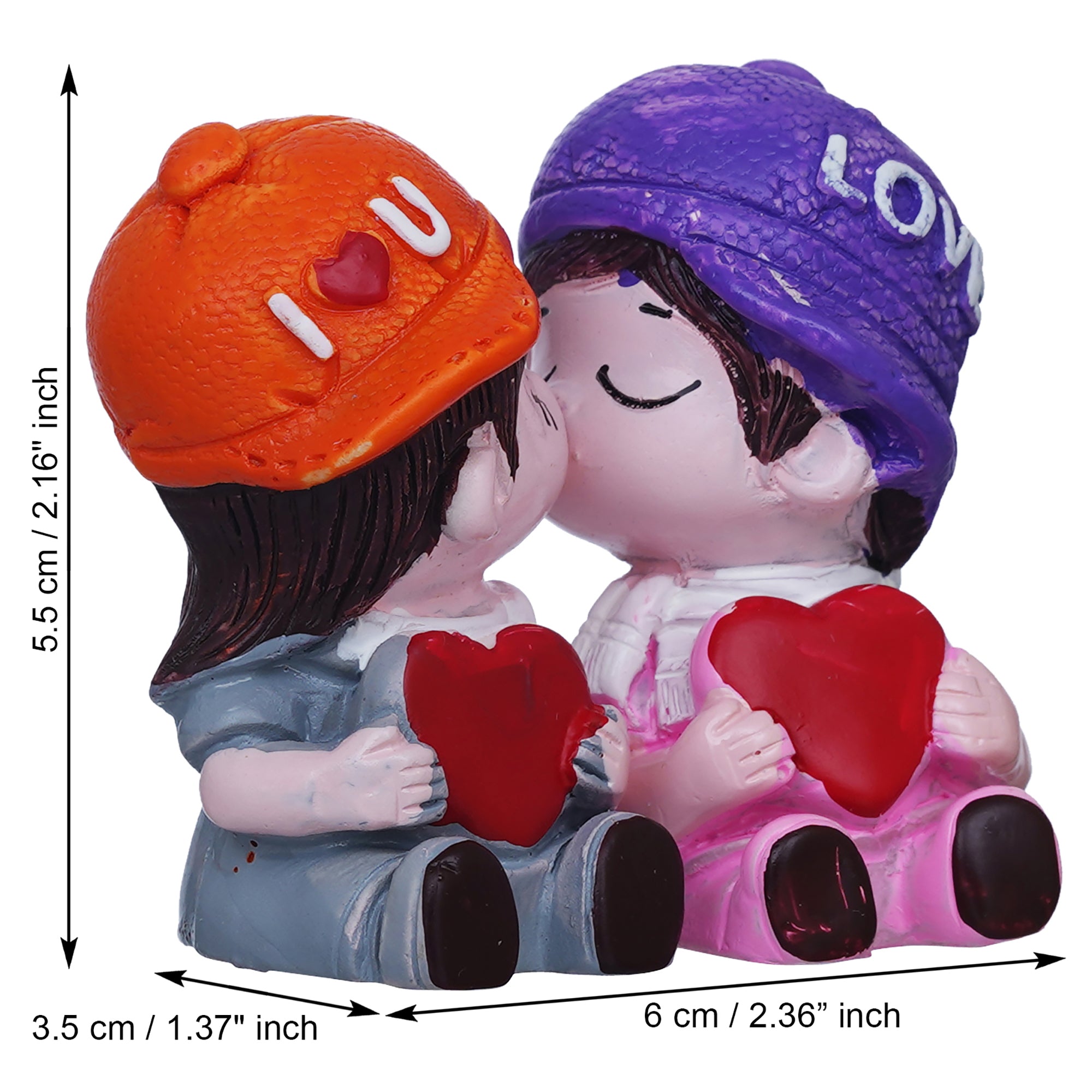 eCraftIndia Boy and Sweet Girl Cute Couple Kissing Statue Decorative Showpiece 3