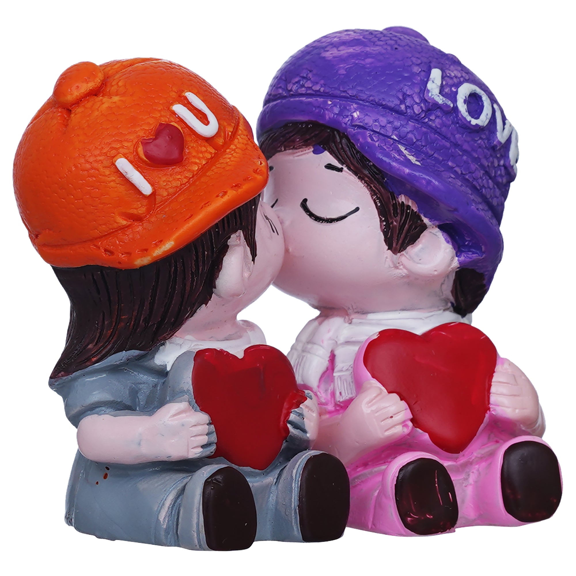 eCraftIndia Boy and Sweet Girl Cute Couple Kissing Statue Decorative Showpiece 6
