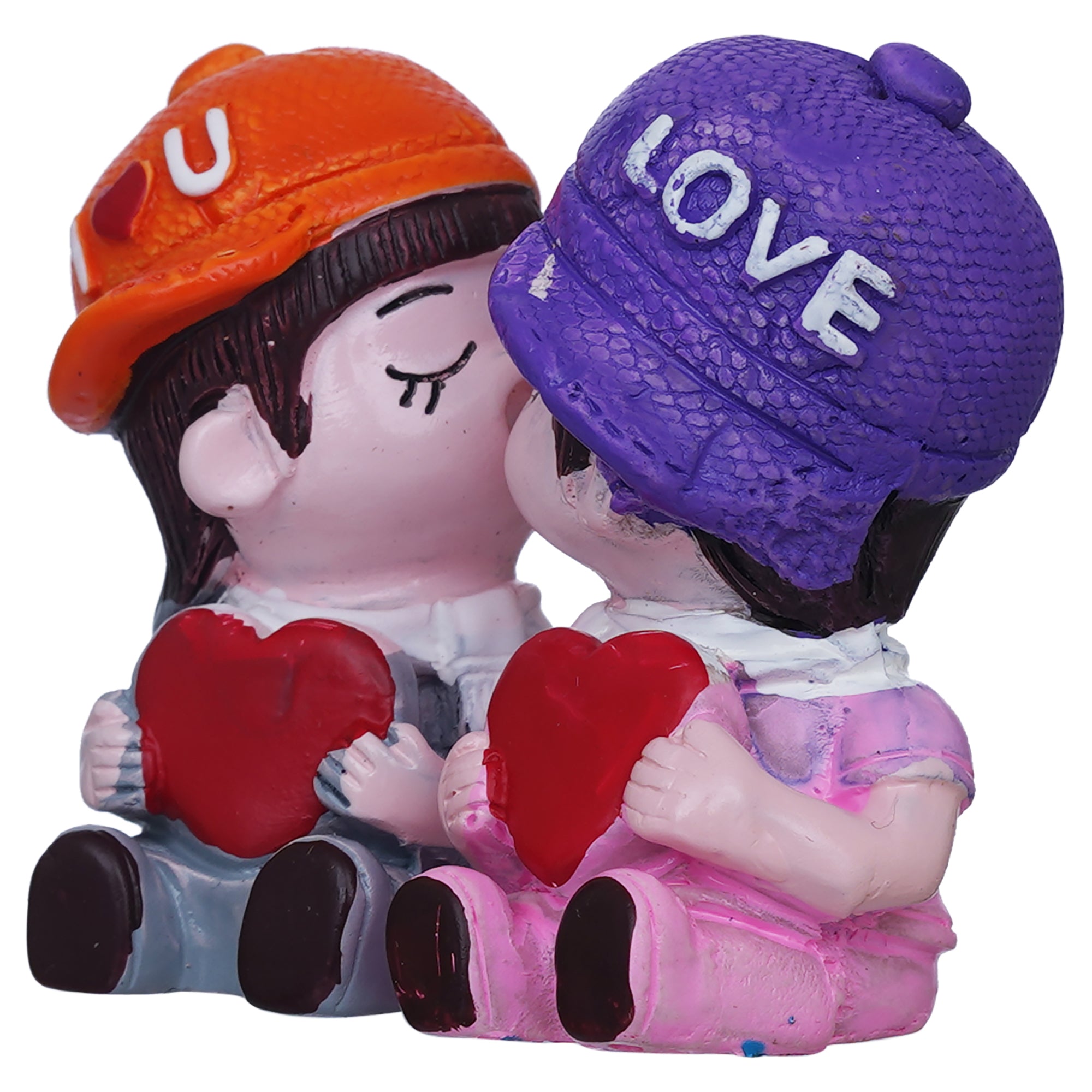 eCraftIndia Boy and Sweet Girl Cute Couple Kissing Statue Decorative Showpiece 7