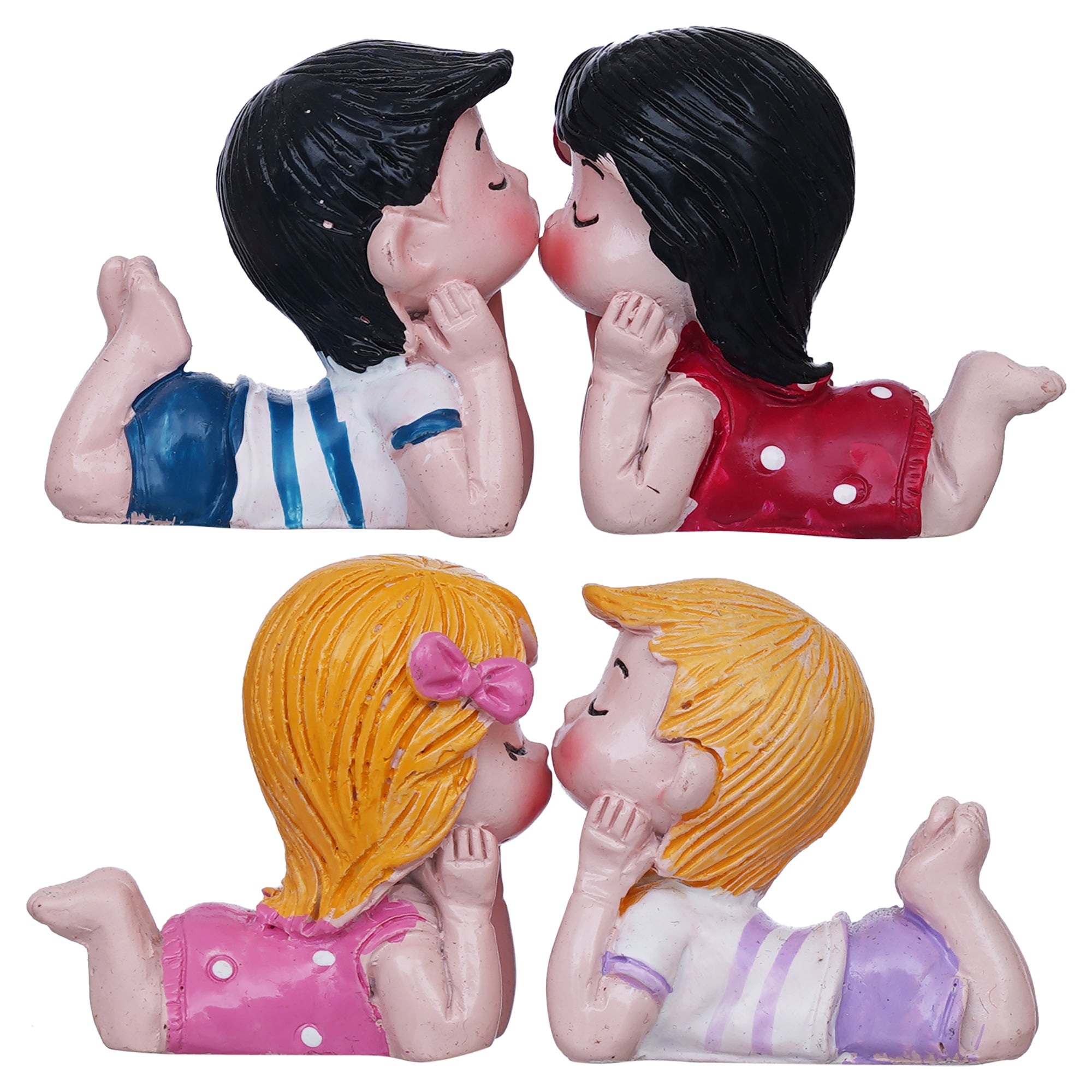 eCraftIndia Set of 2 Romantic Kissing Couple Statues Decorative Showpieces 2