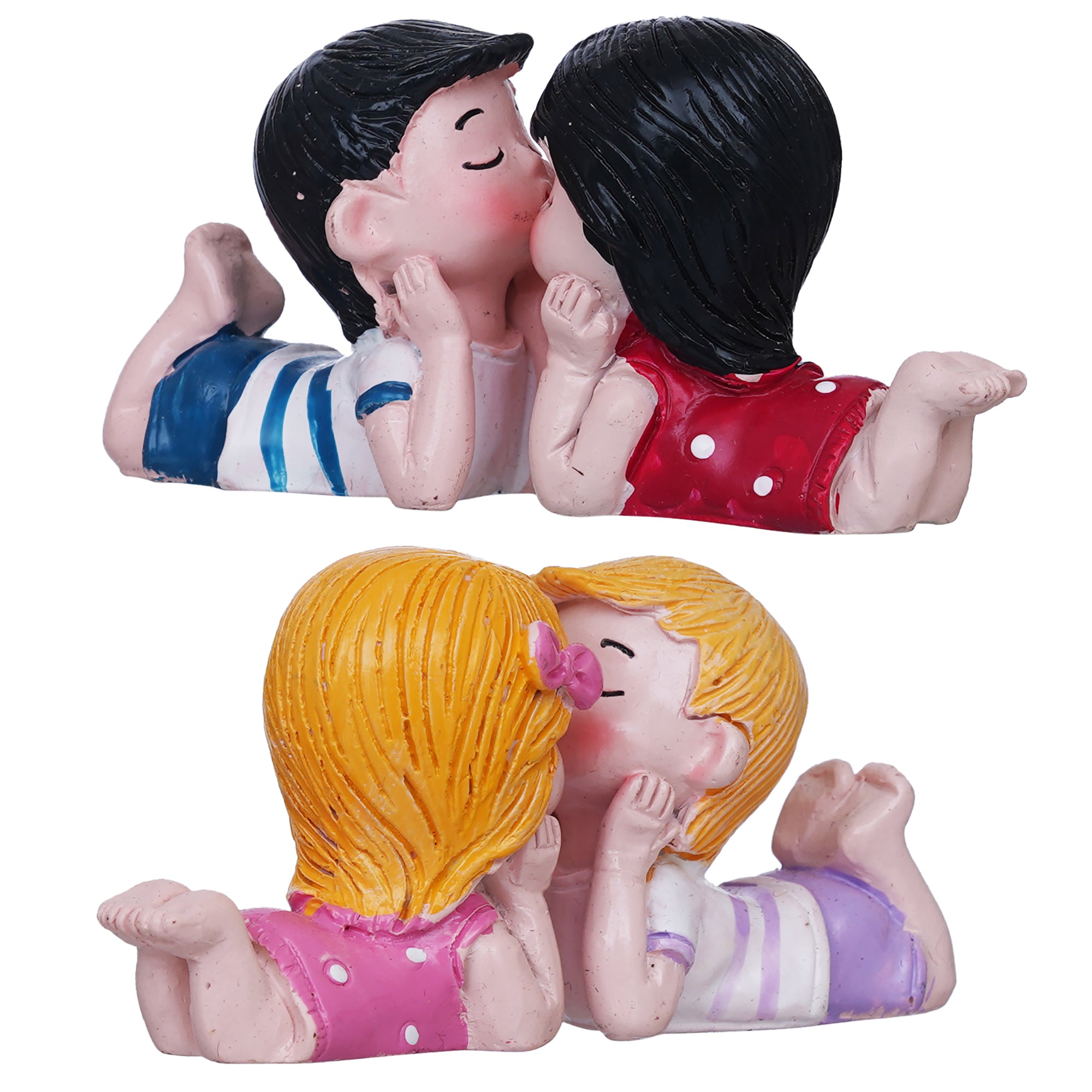 eCraftIndia Set of 2 Romantic Kissing Couple Statues Decorative Showpieces 7