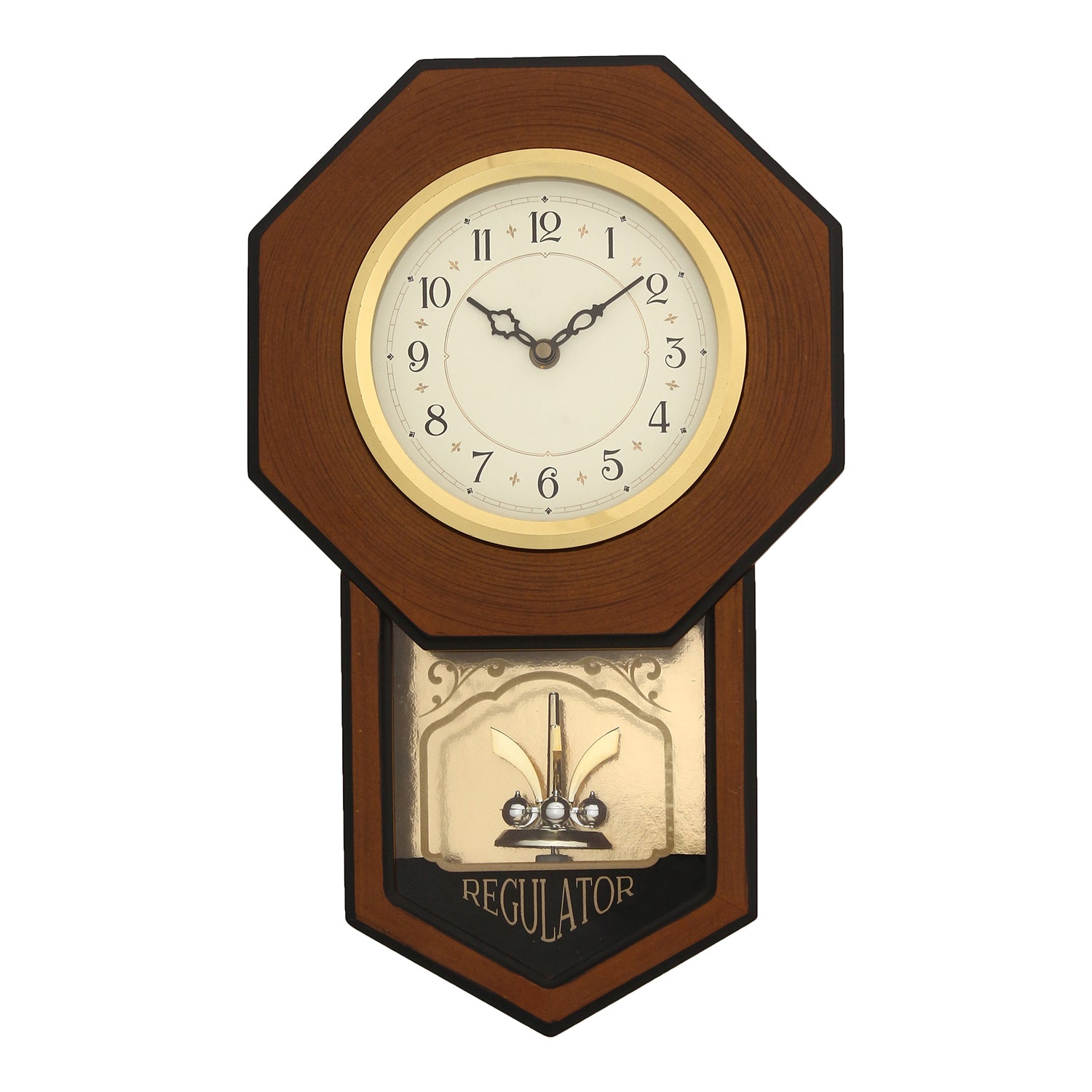 Brown Round Pendulum Wooden Wall Clock