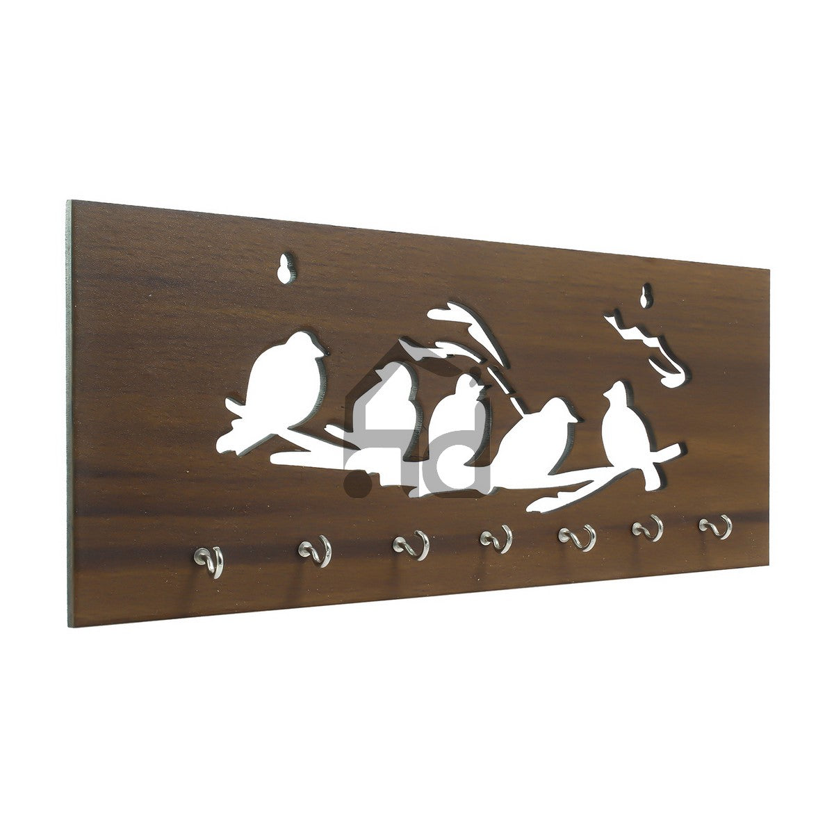 Brown Birds on Branches Theme Wooden Key Holder with 7 Hooks 3