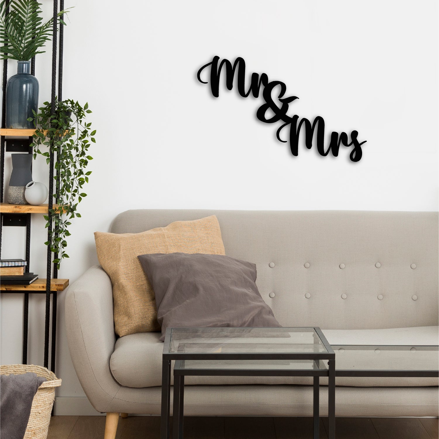 "Mr & Mrs" Black Engineered Wood Wall Art Cutout, Ready to Hang Home Decor 4