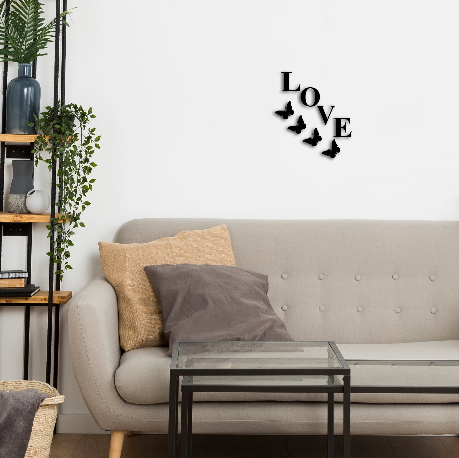 Love With Butterfly Black Engineered Wood Wall Art Cutout, Ready To Hang Home Decor 4