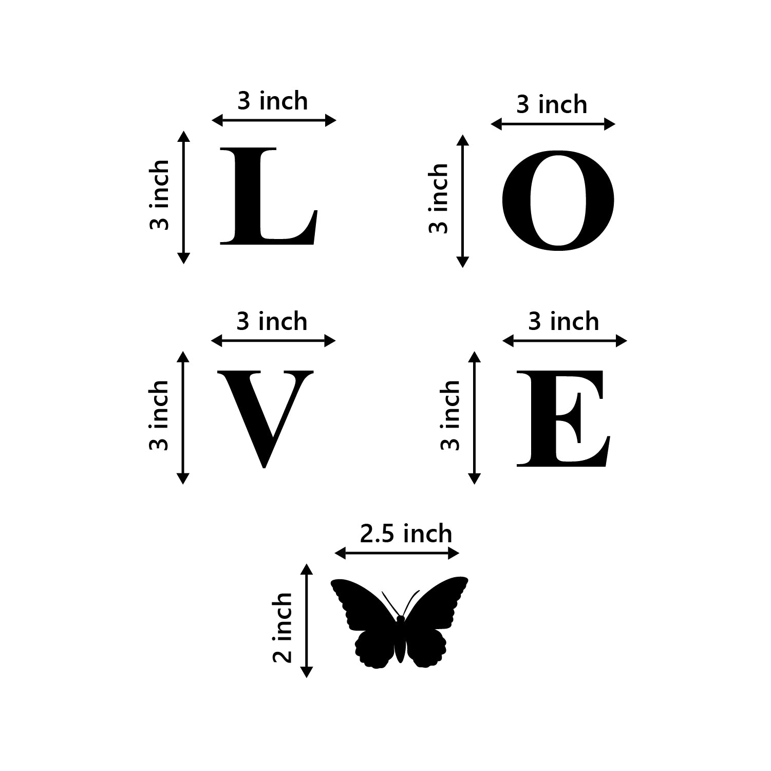 Love With Butterfly Black Engineered Wood Wall Art Cutout, Ready To Hang Home Decor 2