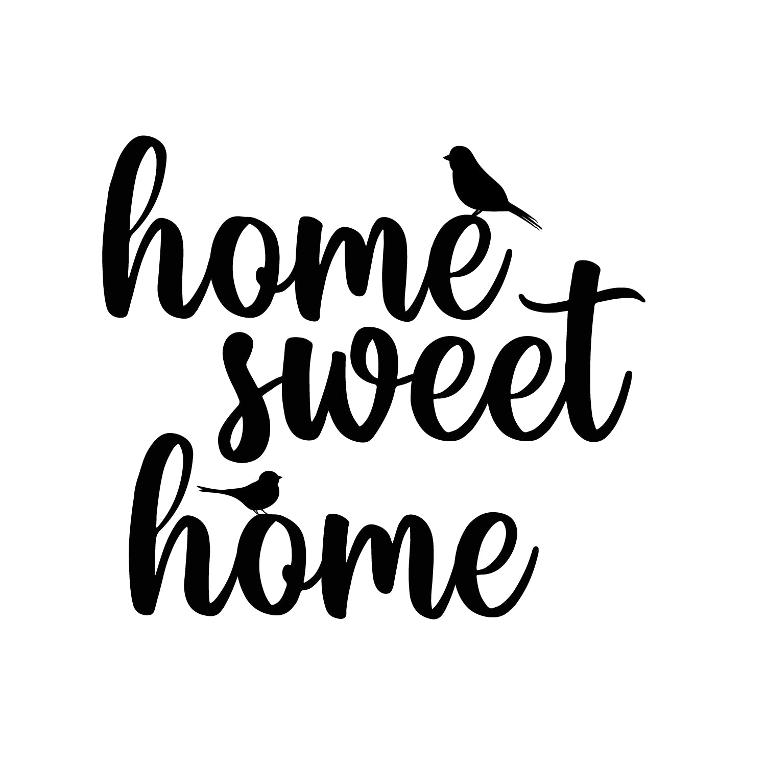 Home Sweet Home With Birds Black Engineered Wood Wall Art Cutout, Ready To Hang Home Decor