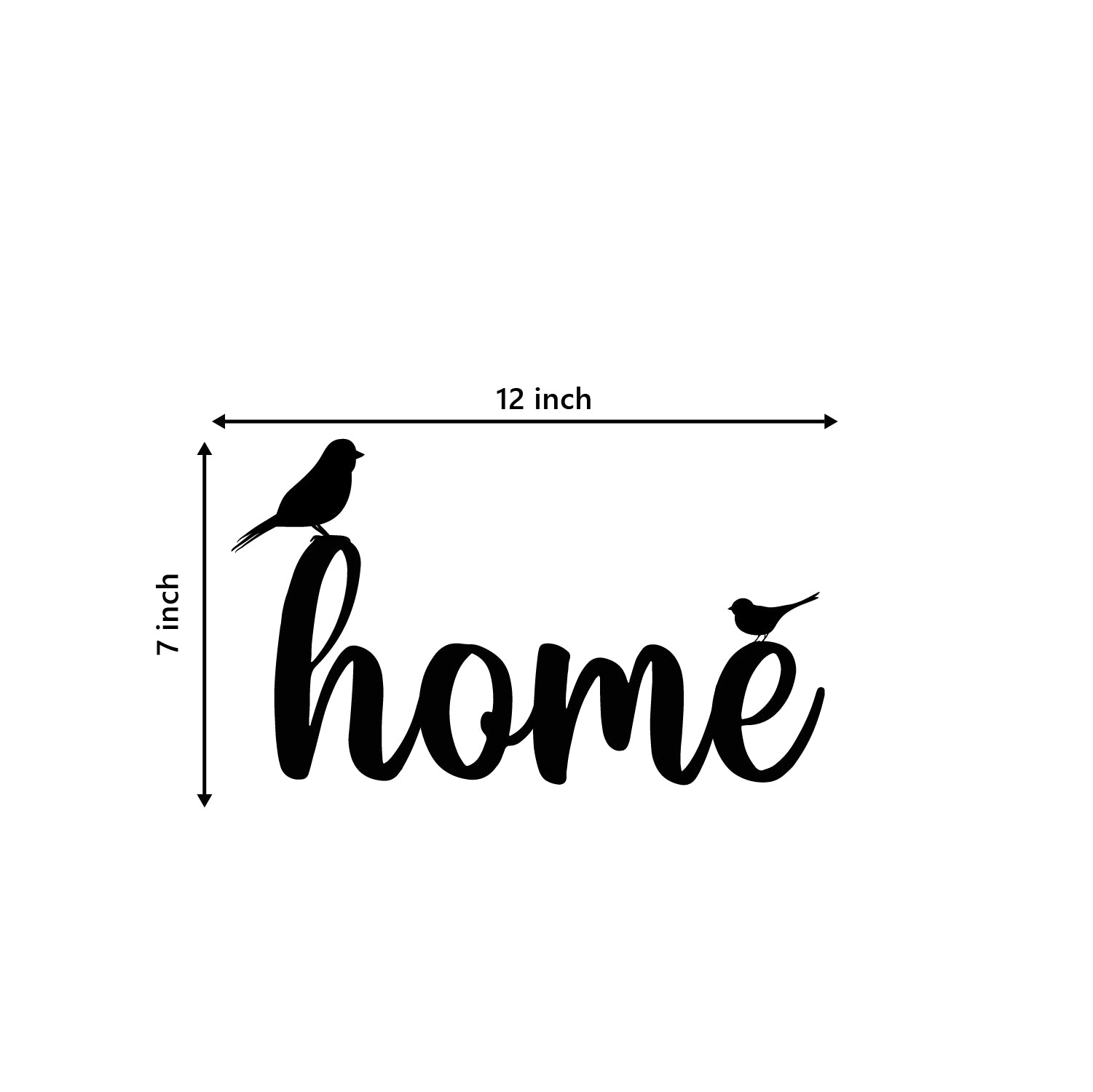 Home Sweet Home With Birds Black Engineered Wood Wall Art Cutout, Ready To Hang Home Decor 2