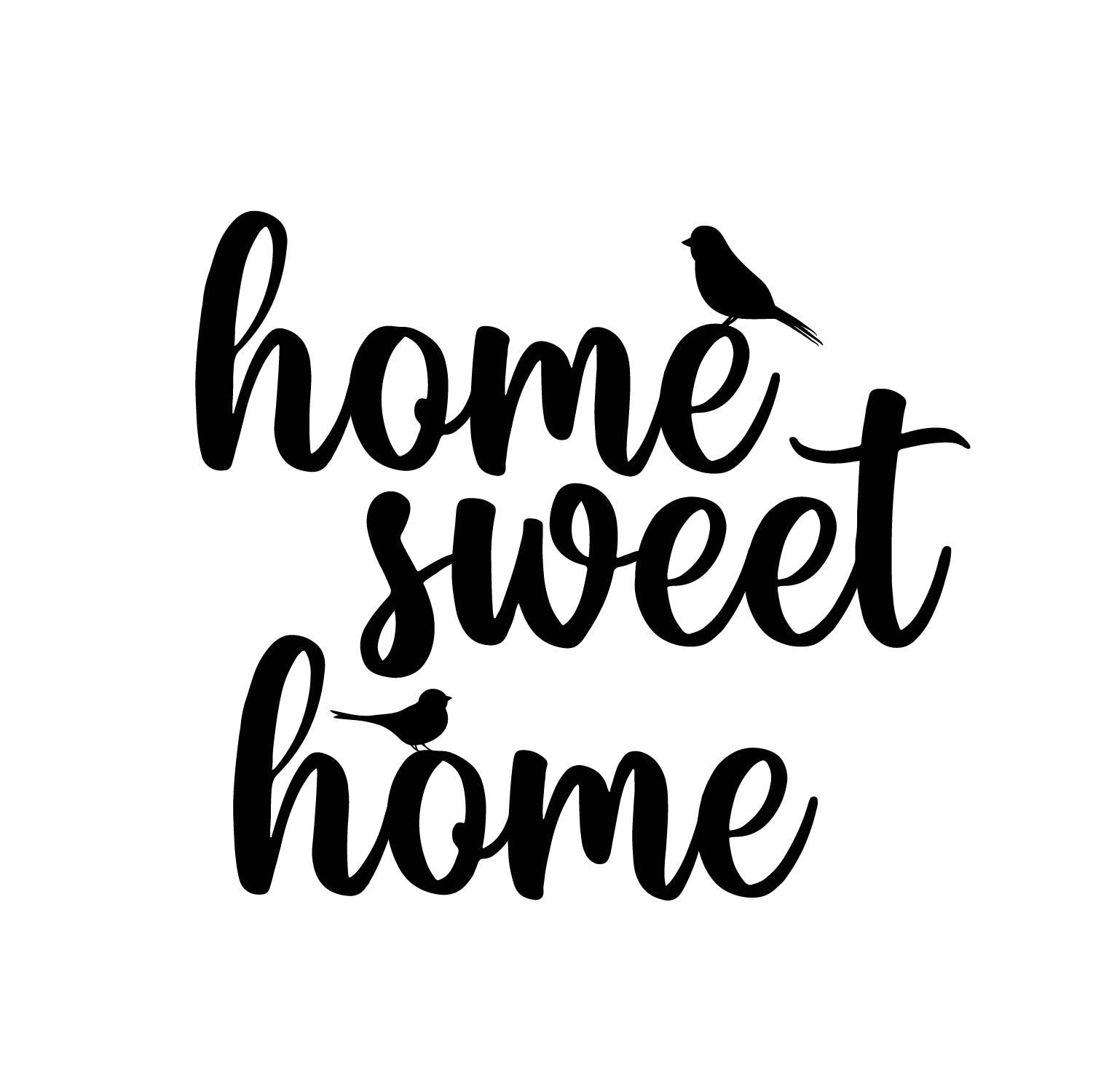 Home Sweet Home With Birds Black Engineered Wood Wall Art Cutout, Ready To Hang Home Decor 1