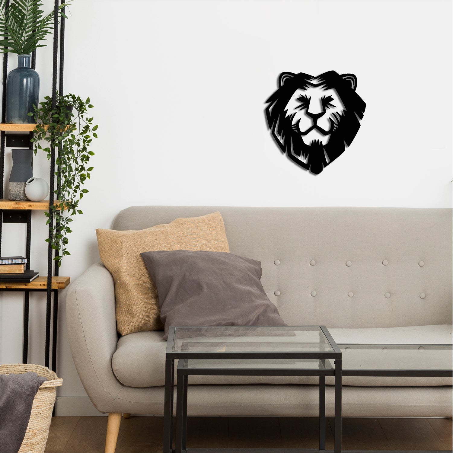 Lion Face Black Engineered Wood Wall Art Cutout, Ready To Hang Home Decor 4