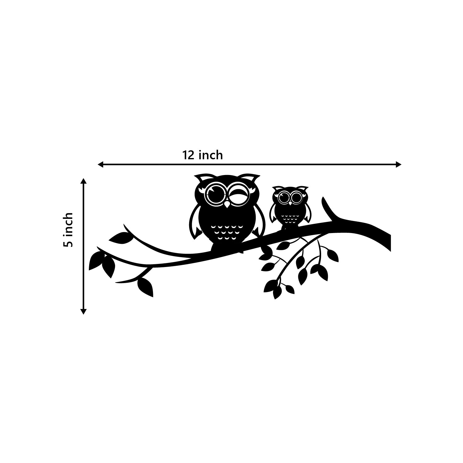 2 Owls On A Tree Branch Black Engineered Wood Wall Art Cutout, Ready To Hang Home Decor 2