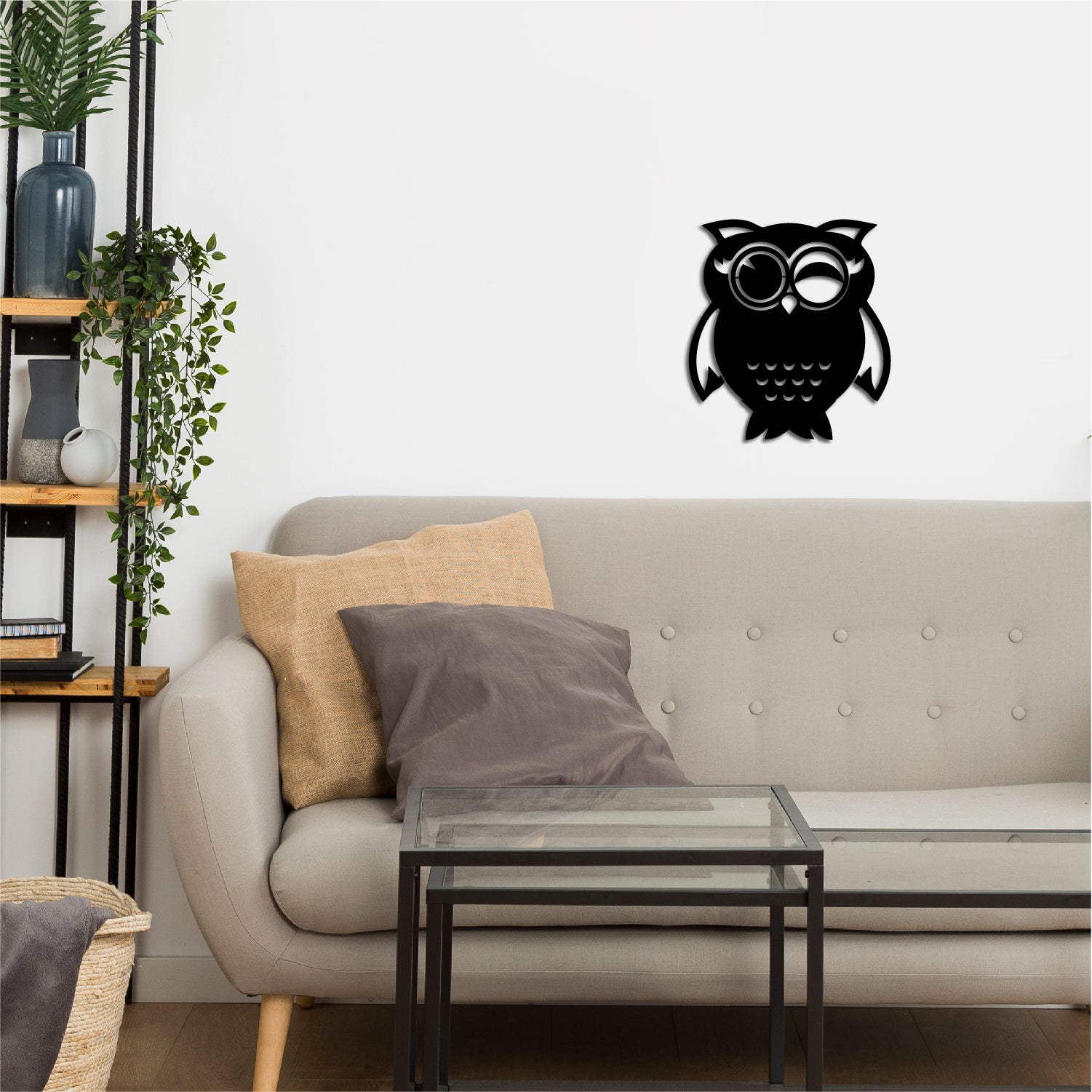 "Owl" Black Engineered Wood Wall Art Cutout, Ready to Hang Home Decor 4