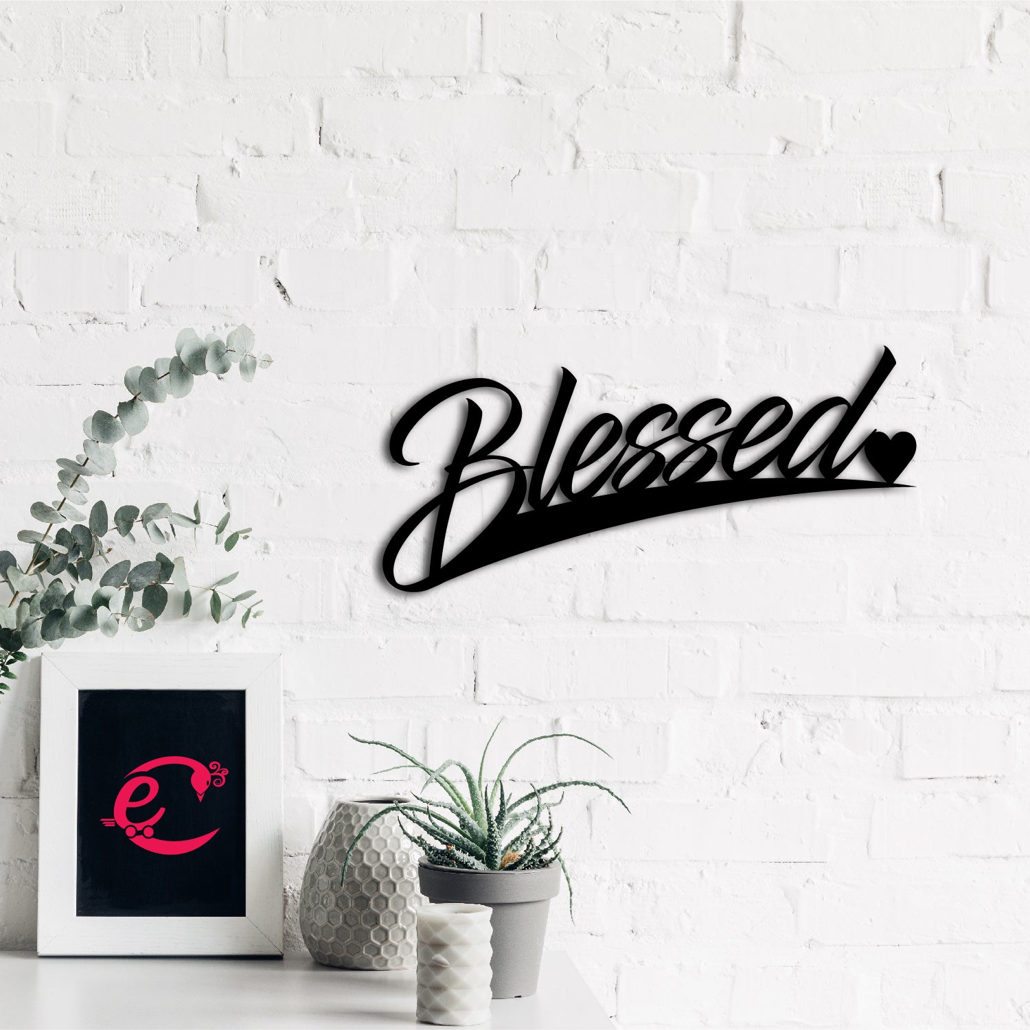 Blessed Black Engineered Wood Wall Art Cutout, Ready To Hang Home Decor 3