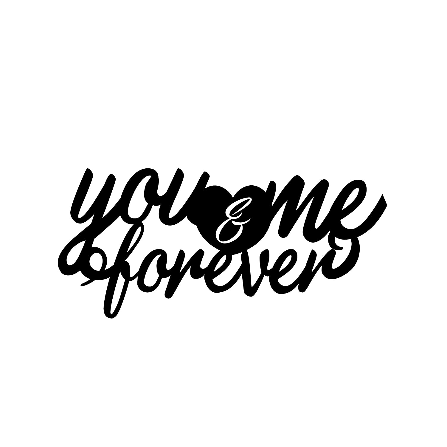 "You & Me Forever" Love Theme Black Engineered Wood Wall Art Cutout, Ready to Hang Home Decor 2