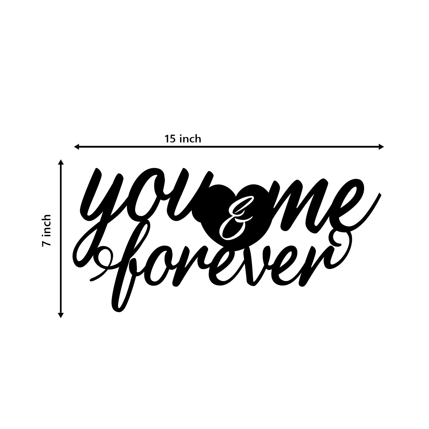 "You & Me Forever" Love Theme Black Engineered Wood Wall Art Cutout, Ready to Hang Home Decor 3