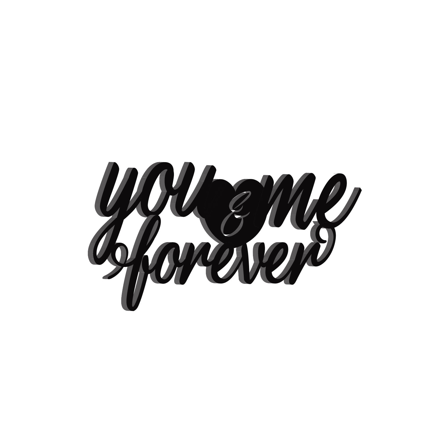 "You & Me Forever" Love Theme Black Engineered Wood Wall Art Cutout, Ready to Hang Home Decor 4