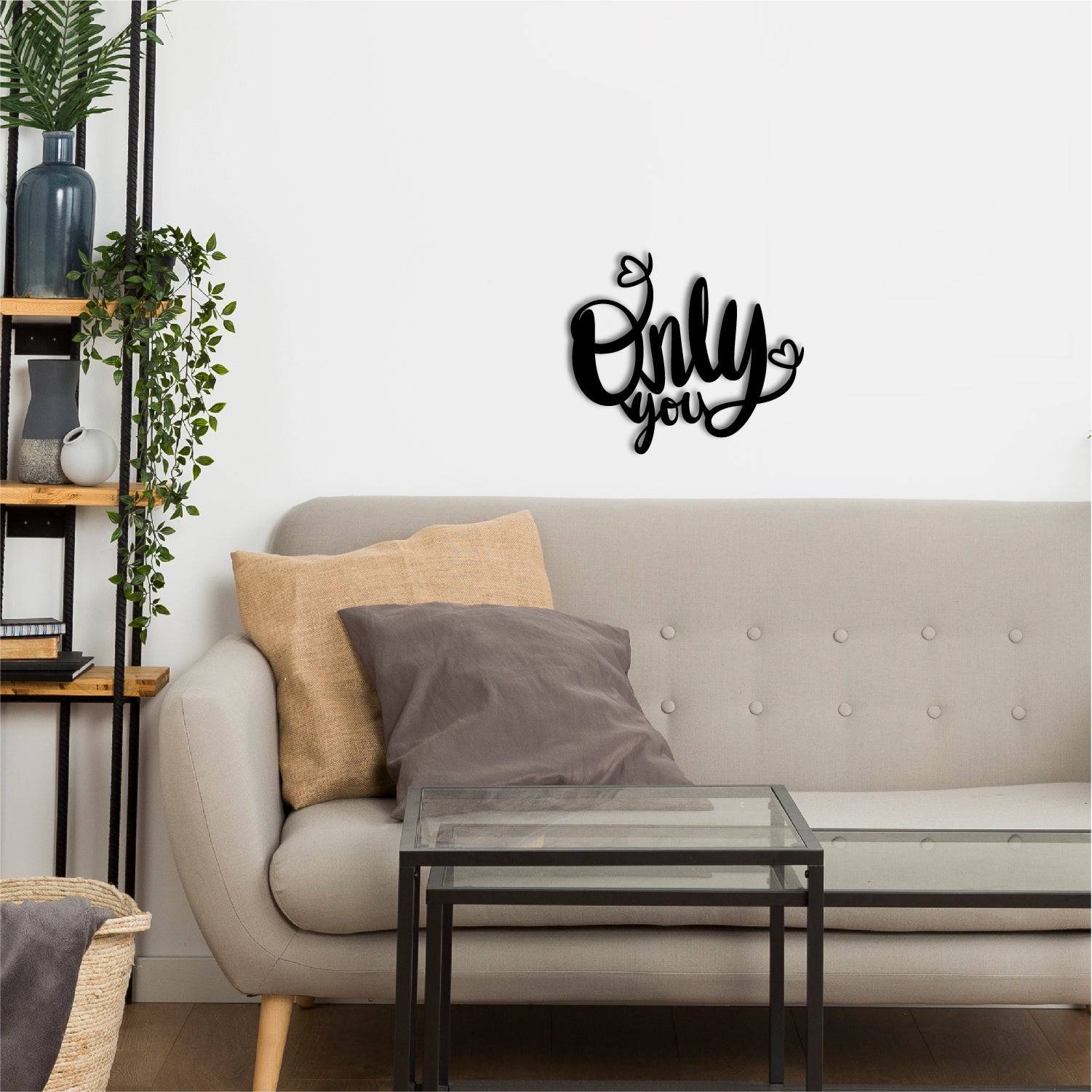 "Only You" Love Theme Black Engineered Wood Wall Art Cutout, Ready to Hang Home Decor 1