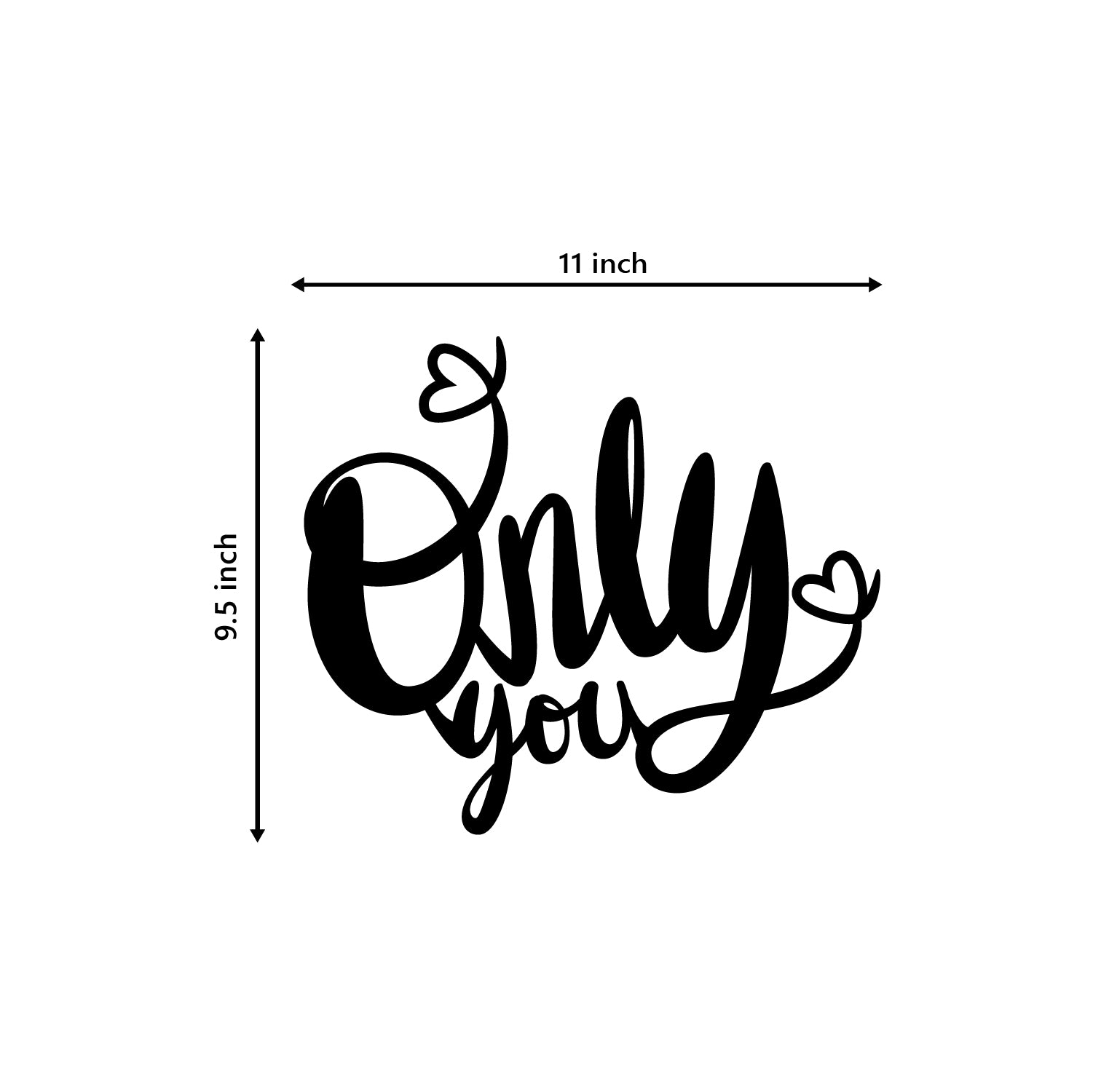 "Only You" Love Theme Black Engineered Wood Wall Art Cutout, Ready to Hang Home Decor 3