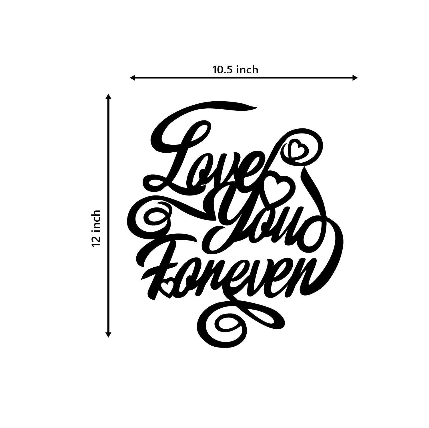 "Love You Forever" Valentine Theme Black Engineered Wood Wall Art Cutout, Ready to Hang Home Decor 3