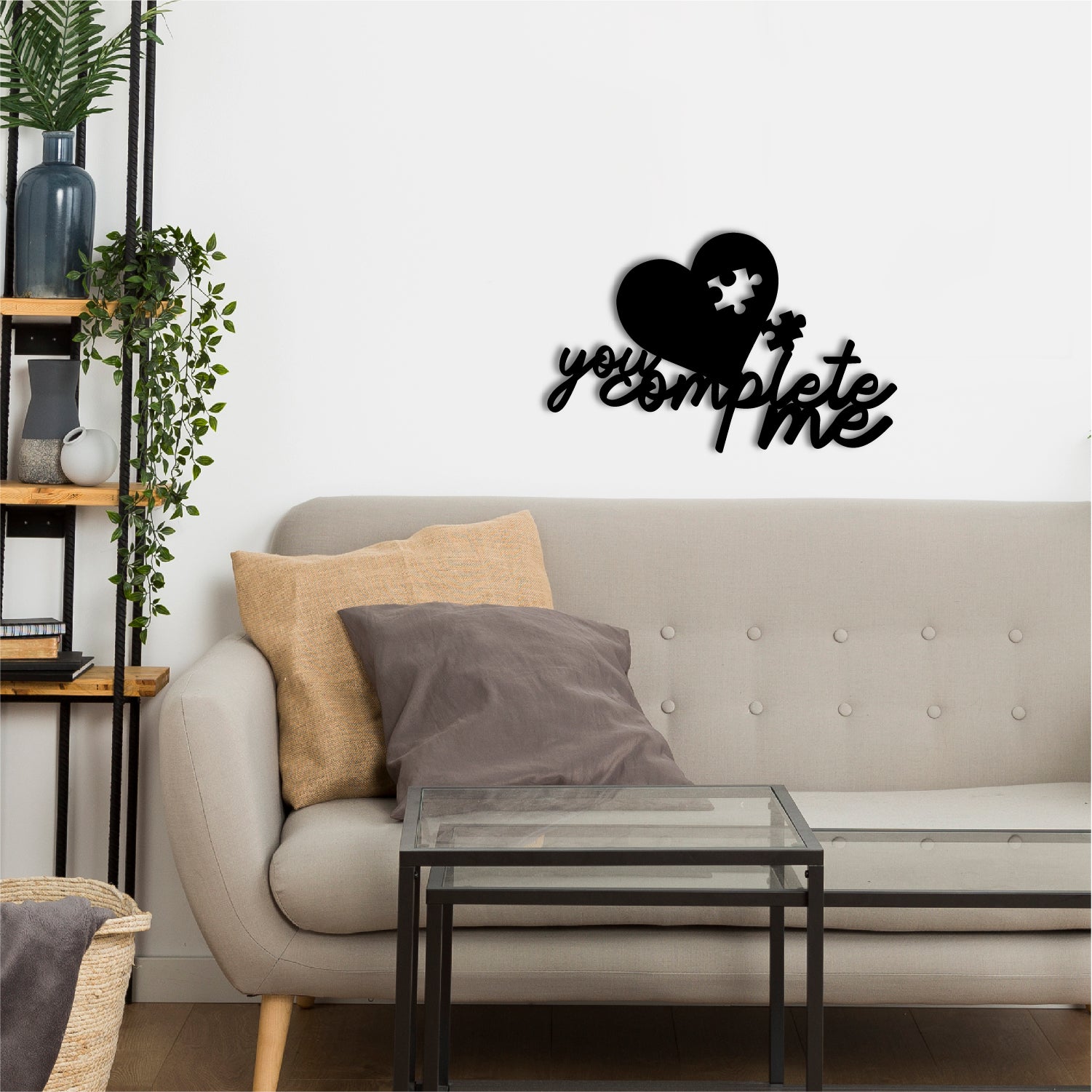 You Complete Me Love Theme Black Engineered Wood Wall Art Cutout, Ready To Hang Home Decor 1