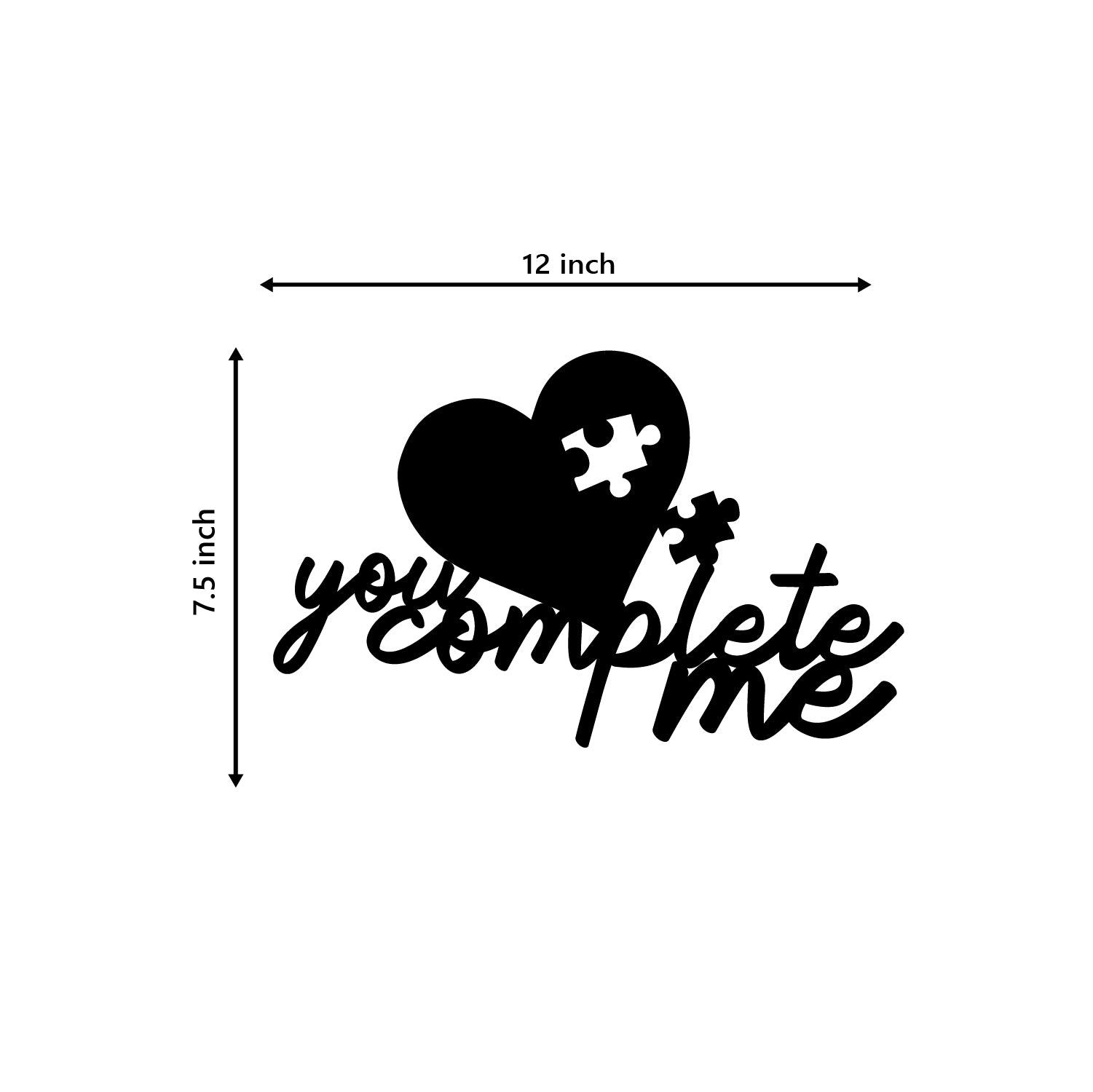 You Complete Me Love Theme Black Engineered Wood Wall Art Cutout, Ready To Hang Home Decor 3
