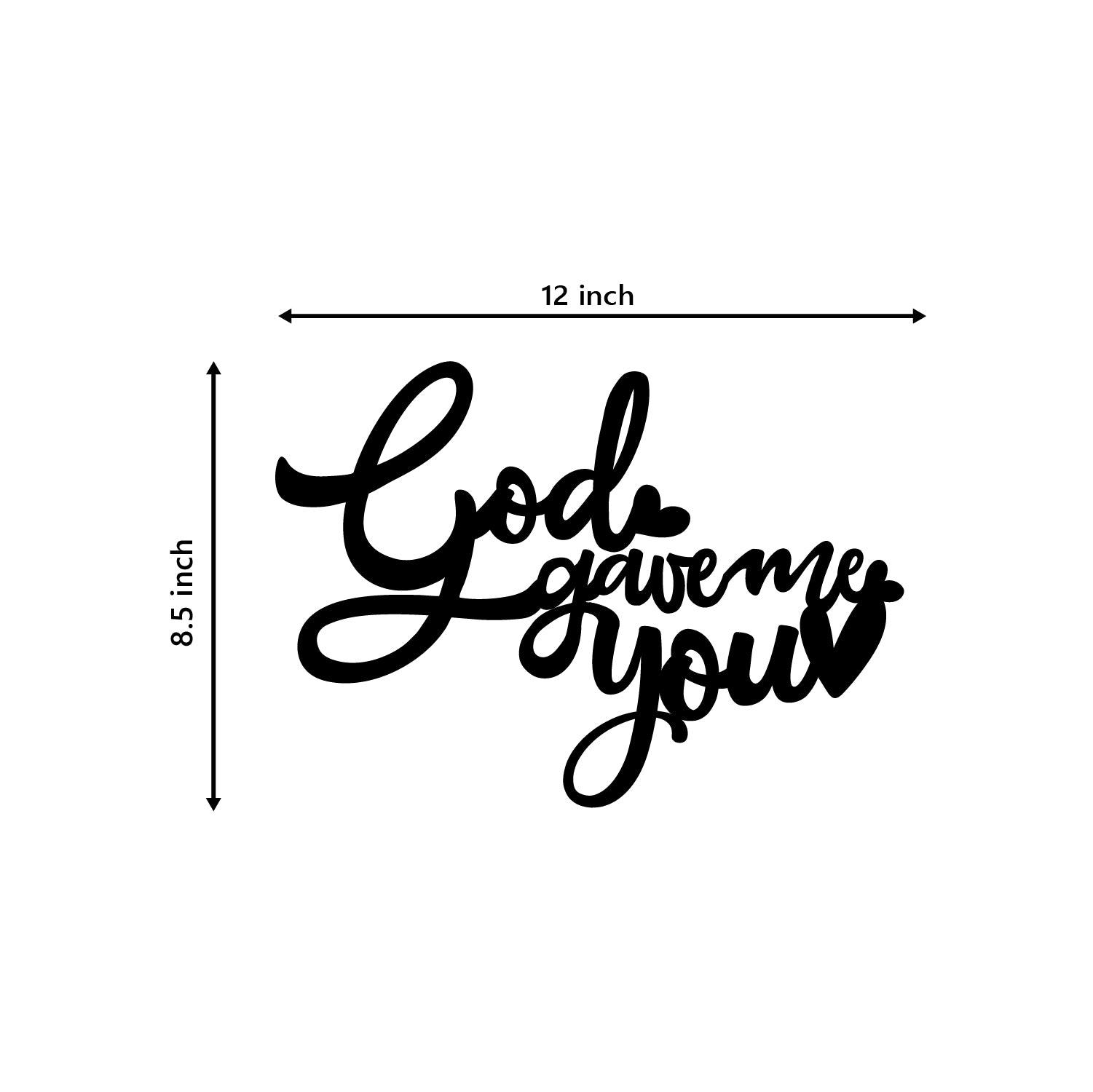 "God Gave Me You" Love Theme Black Engineered Wood Wall Art Cutout, Ready to Hang Home Decor 3