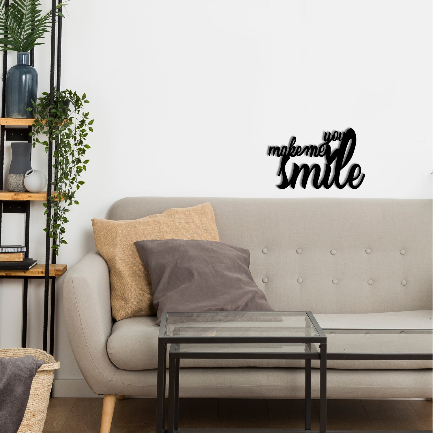 "You Make Me Smile" Black Engineered Wood Wall Art Cutout, Ready to Hang Home Decor 1