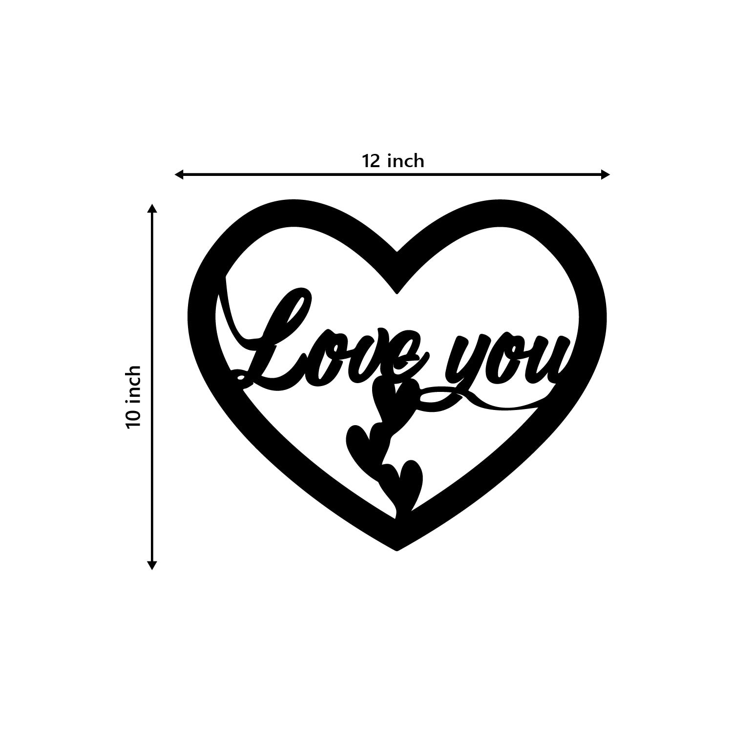 "Love You with Hearts" Black Engineered Wood Wall Art Cutout, Ready to Hang Home Decor 3