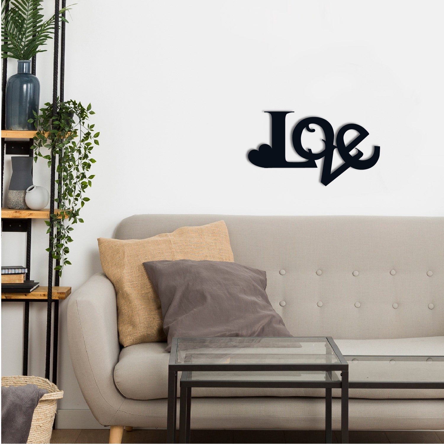 Love With Heart Love Theme Black Engineered Wood Wall Art Cutout, Ready To Hang Home Decor 1